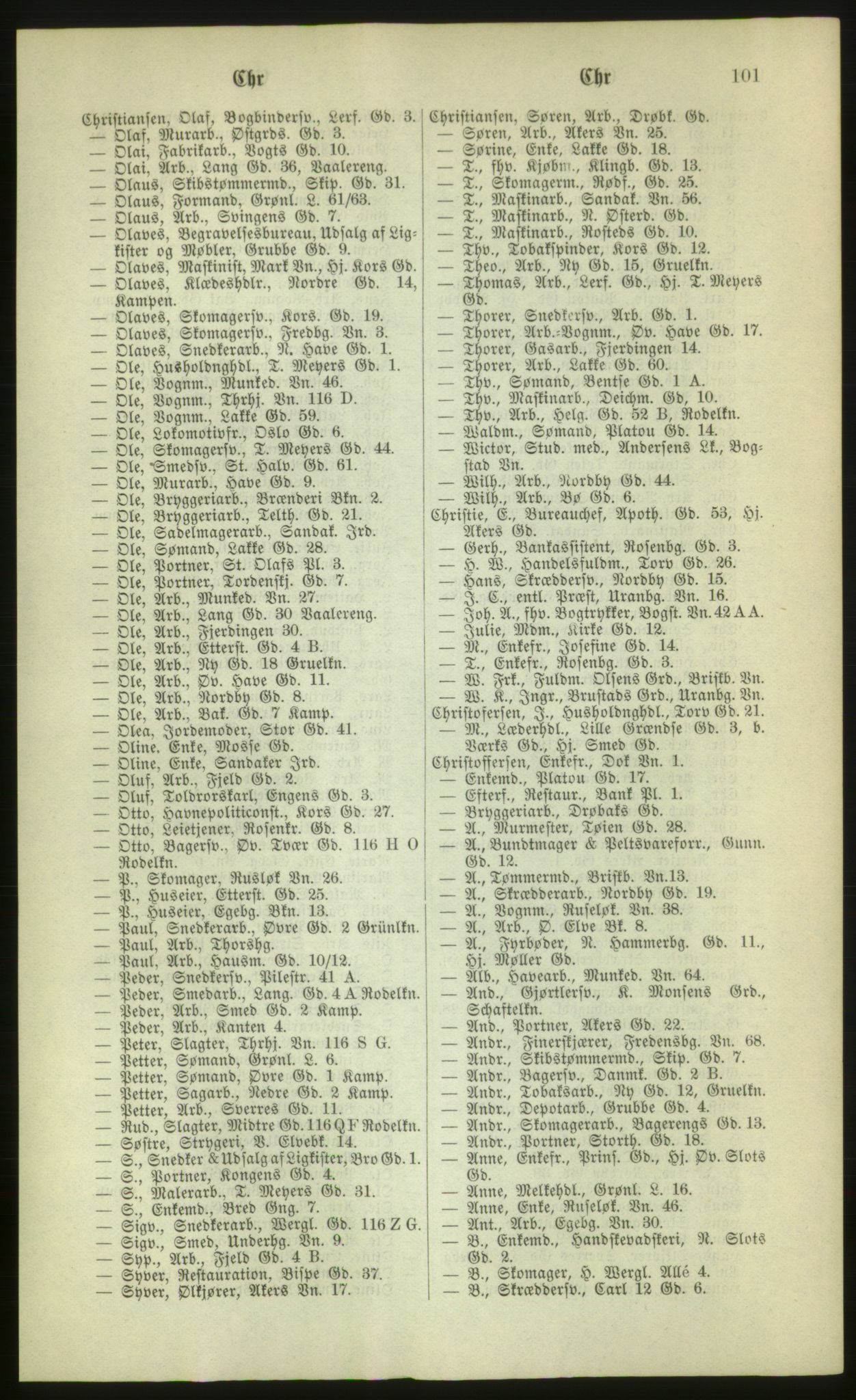 Kristiania/Oslo adressebok, PUBL/-, 1880, p. 101