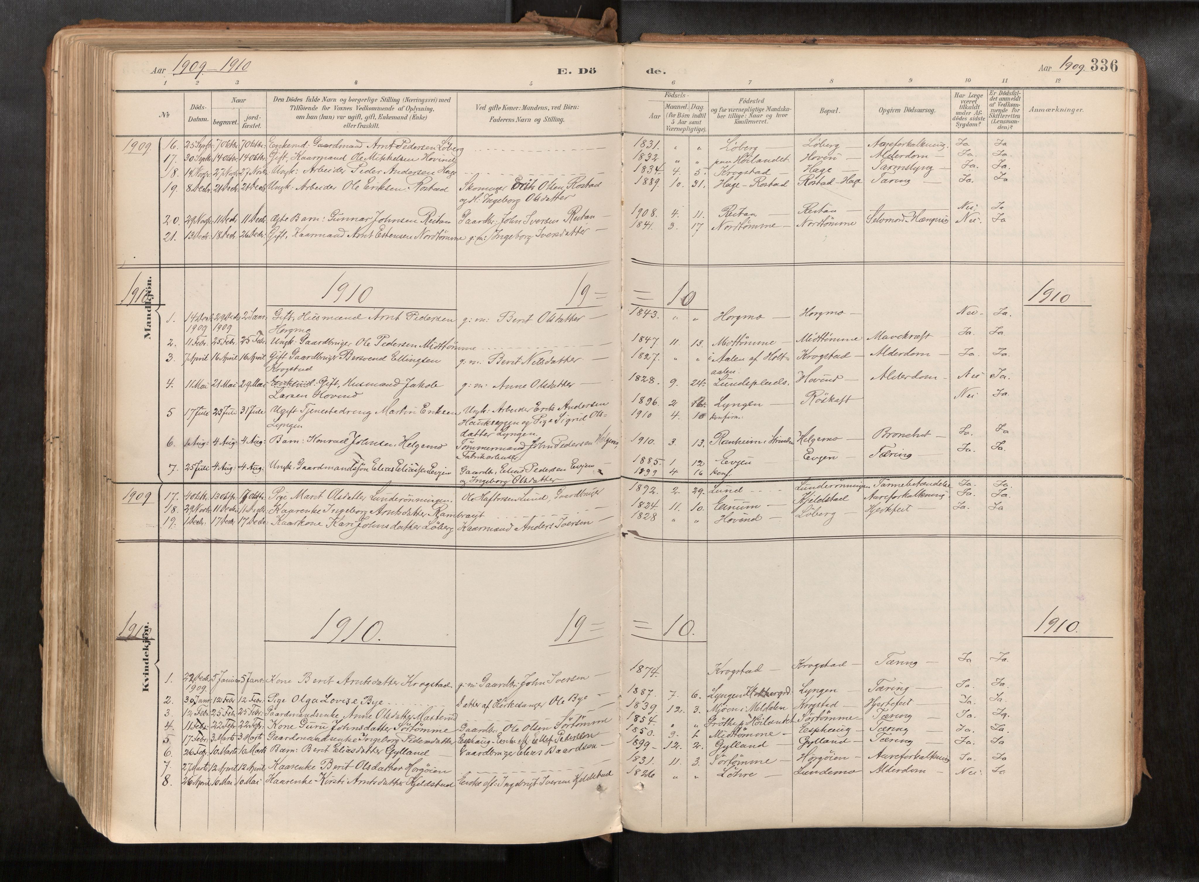 Ministerialprotokoller, klokkerbøker og fødselsregistre - Sør-Trøndelag, SAT/A-1456/692/L1105b: Parish register (official) no. 692A06, 1891-1934, p. 336