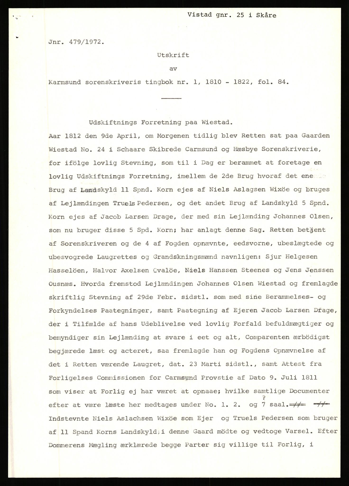 Statsarkivet i Stavanger, SAST/A-101971/03/Y/Yj/L0096: Avskrifter sortert etter gårdsnavn: Vistad - Vågen søndre, 1750-1930, p. 2