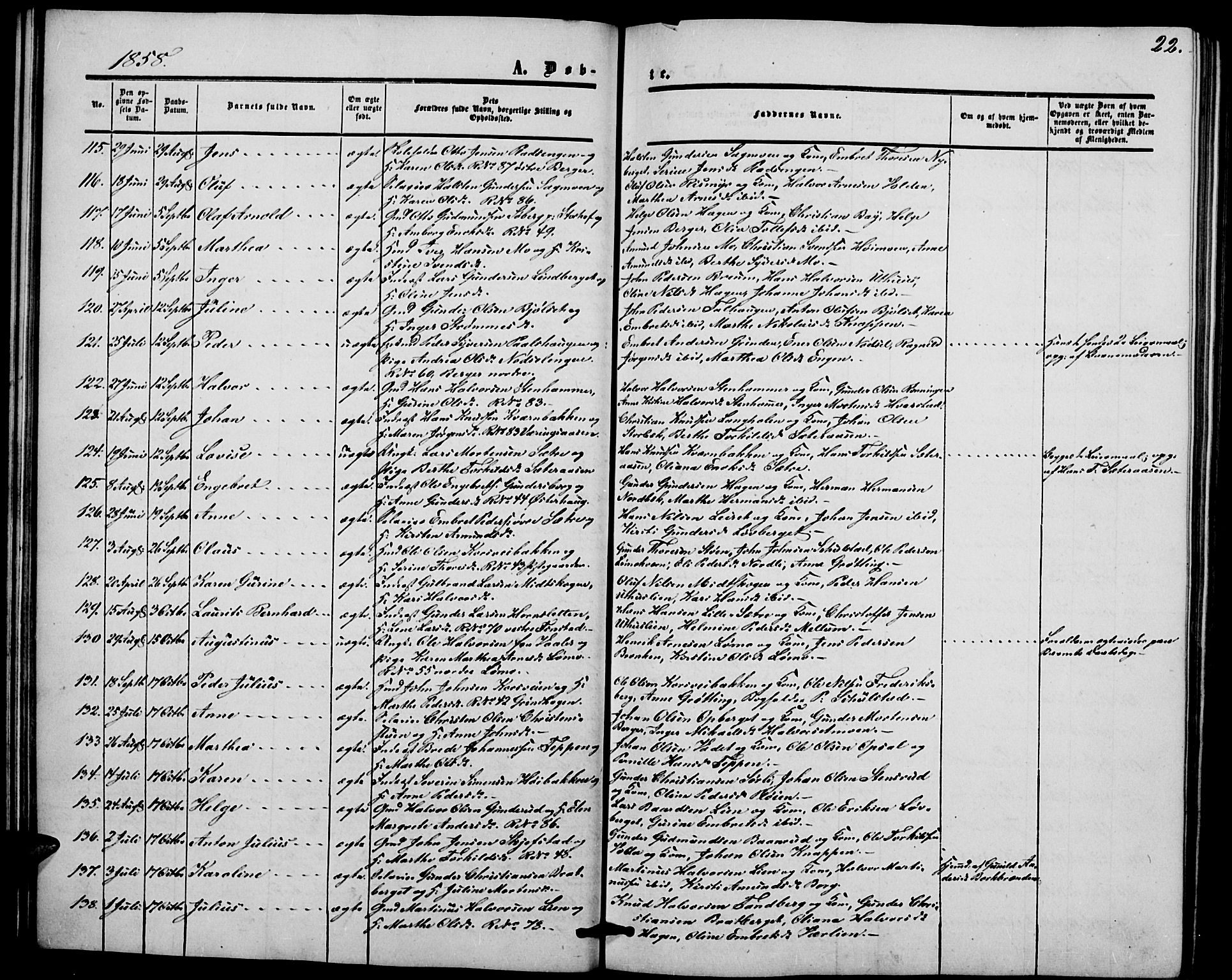 Elverum prestekontor, AV/SAH-PREST-044/H/Ha/Hab/L0003: Parish register (copy) no. 3, 1856-1865, p. 22