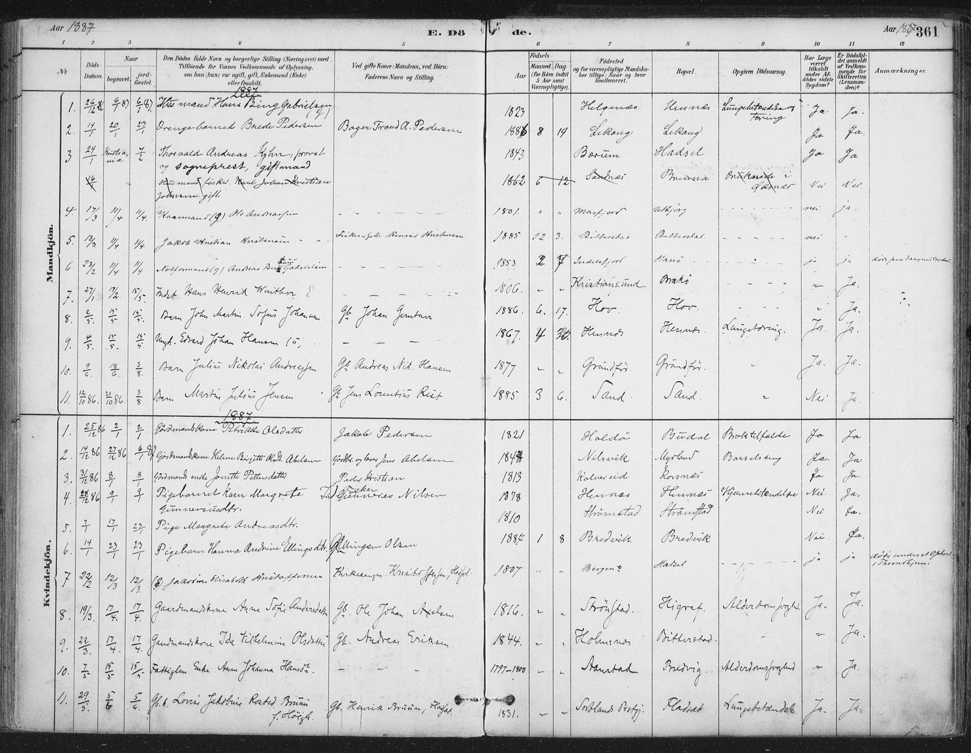 Ministerialprotokoller, klokkerbøker og fødselsregistre - Nordland, SAT/A-1459/888/L1244: Parish register (official) no. 888A10, 1880-1890, p. 361