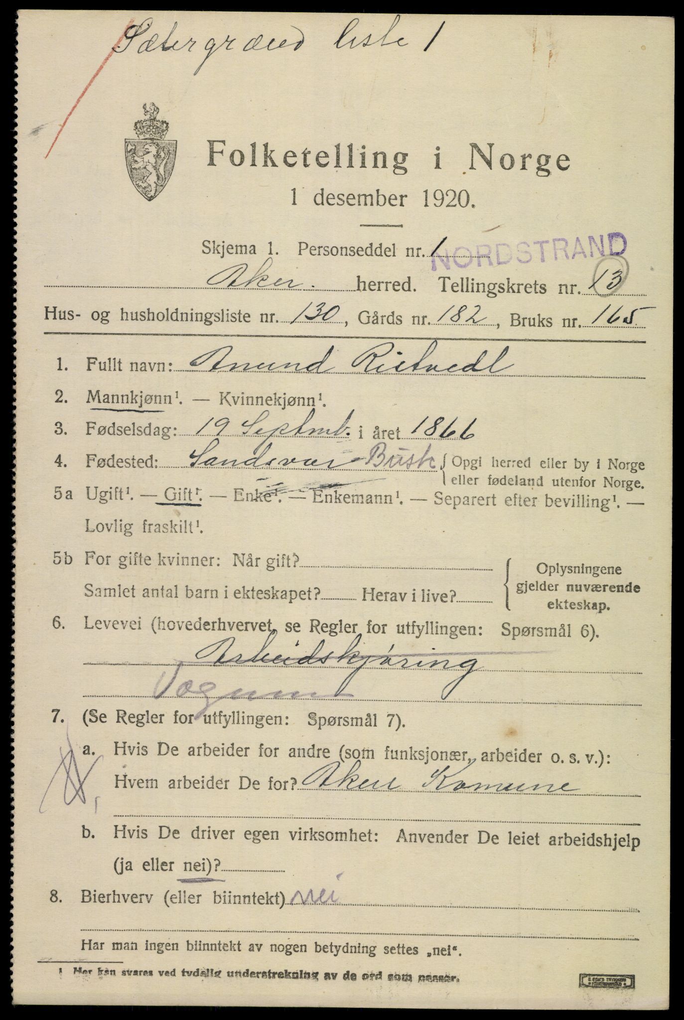 SAO, 1920 census for Aker, 1920, p. 80588