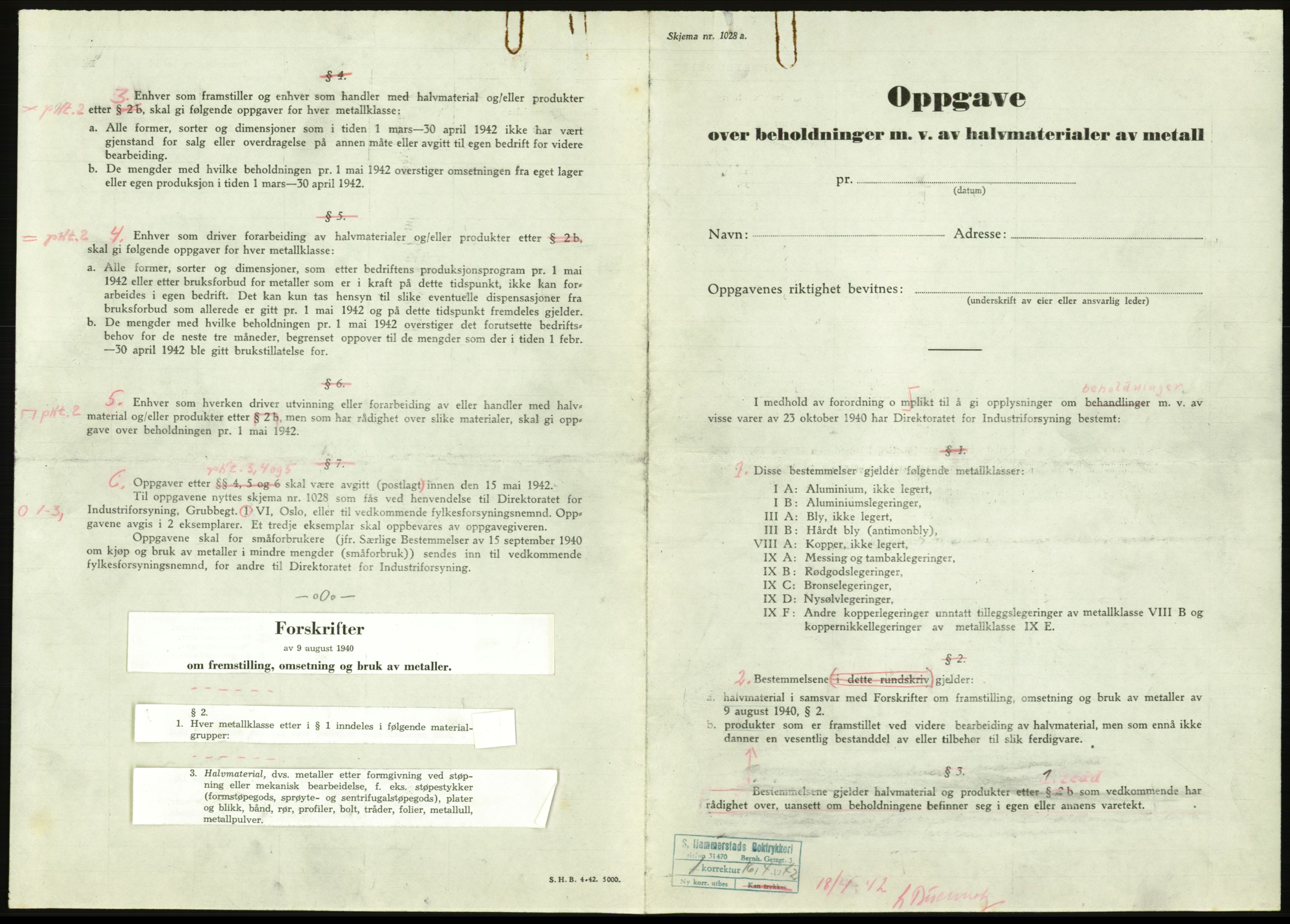 Direktoratet for industriforsyning, Sekretariatet, RA/S-4153/D/Df/L0054: 9. Metallkontoret, 1940-1945, p. 1519