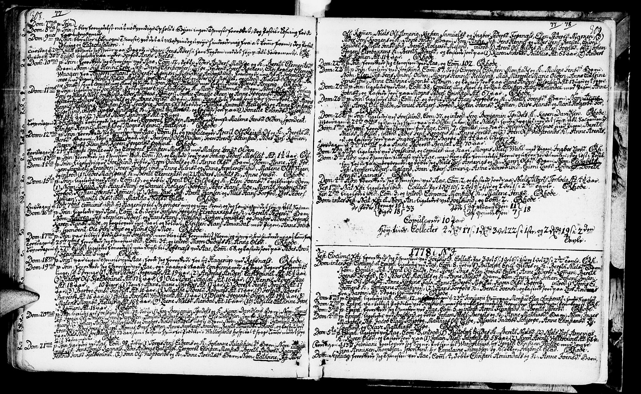 Ministerialprotokoller, klokkerbøker og fødselsregistre - Sør-Trøndelag, SAT/A-1456/655/L0672: Parish register (official) no. 655A01, 1750-1779, p. 308-309