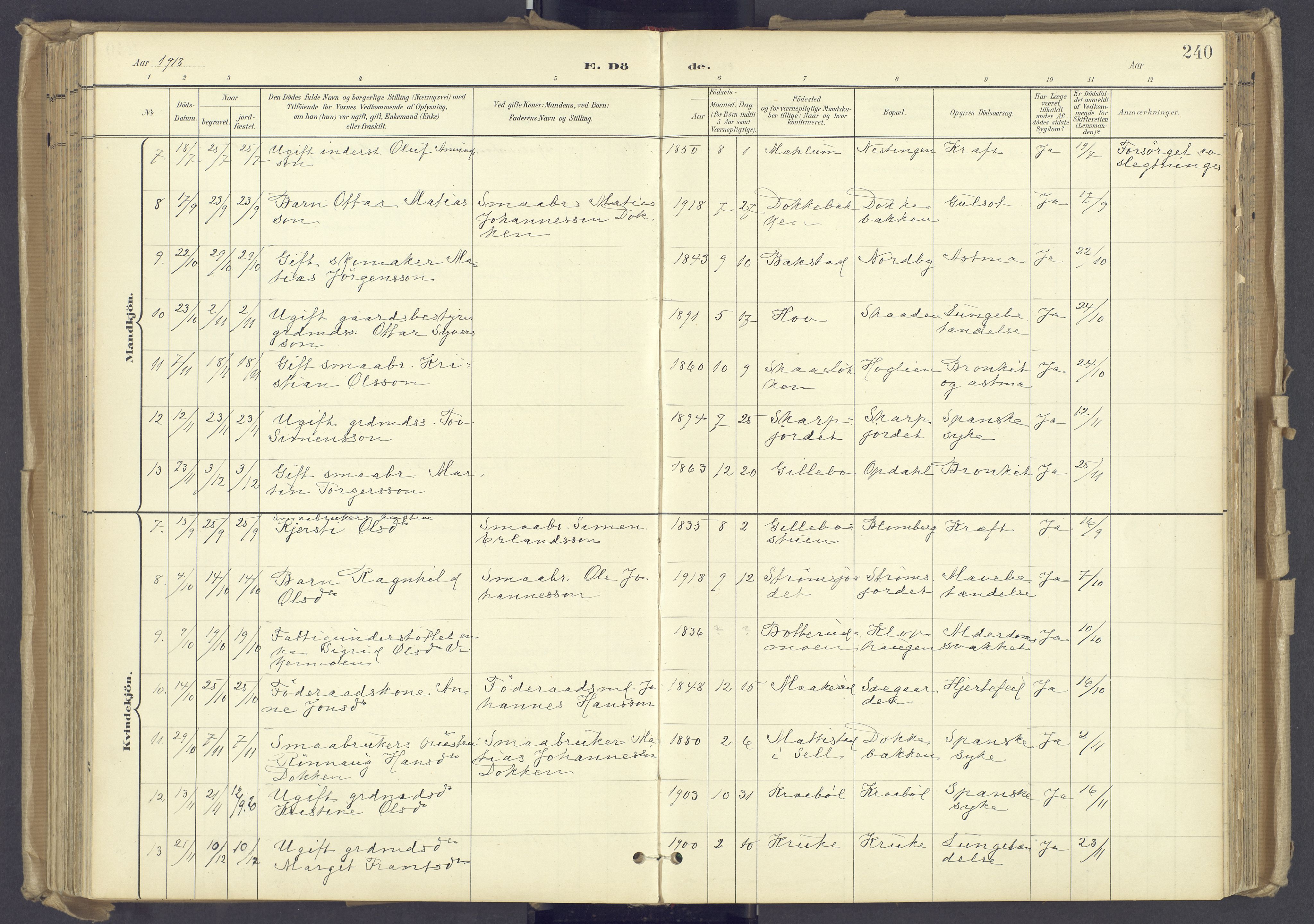 Øyer prestekontor, SAH/PREST-084/H/Ha/Haa/L0012: Parish register (official) no. 12, 1897-1920, p. 240