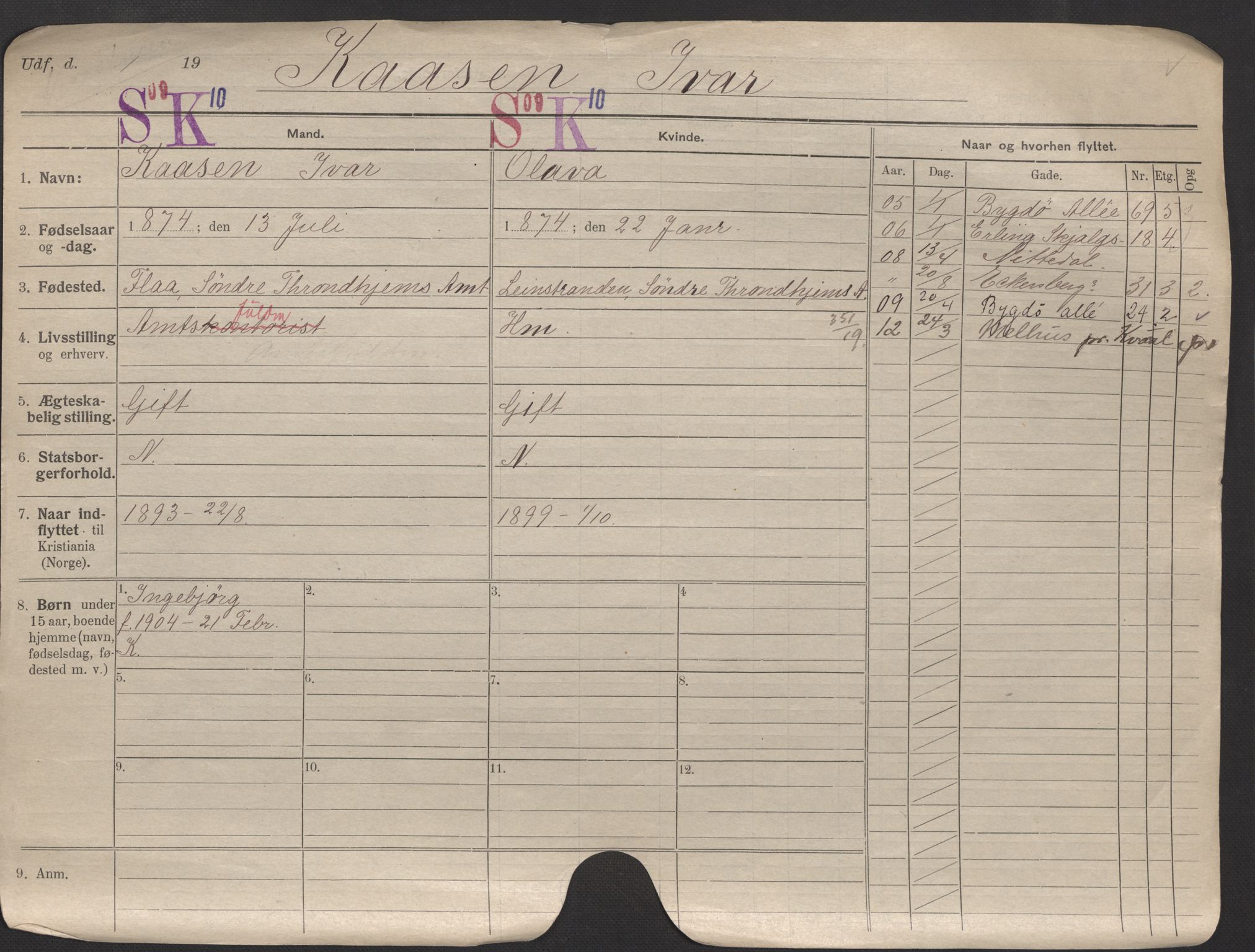 Oslo folkeregister, Registerkort, AV/SAO-A-11715/F/Fa/Fac/L0006: Menn, 1906-1914, p. 5a