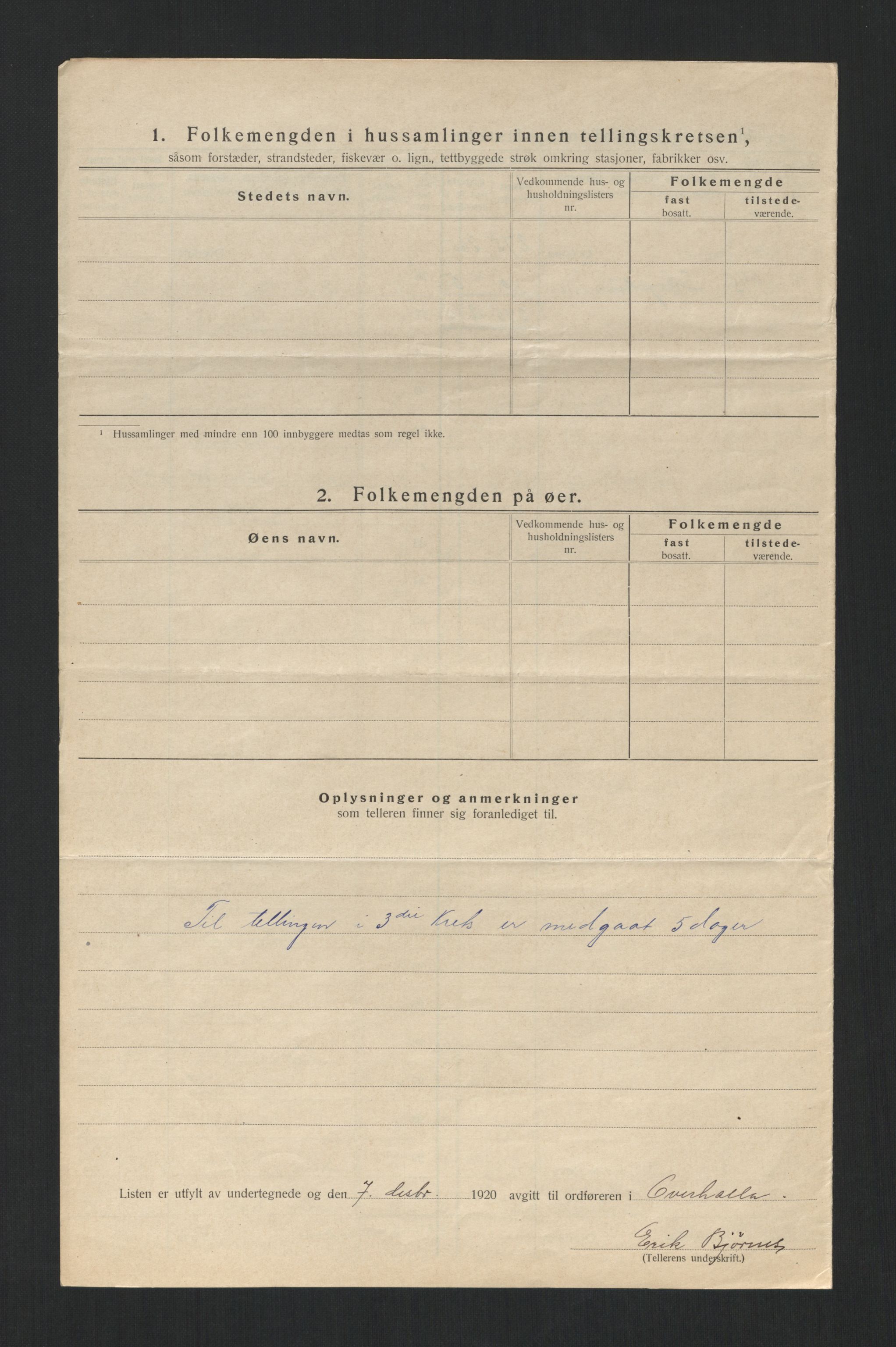 SAT, 1920 census for Overhalla, 1920, p. 16