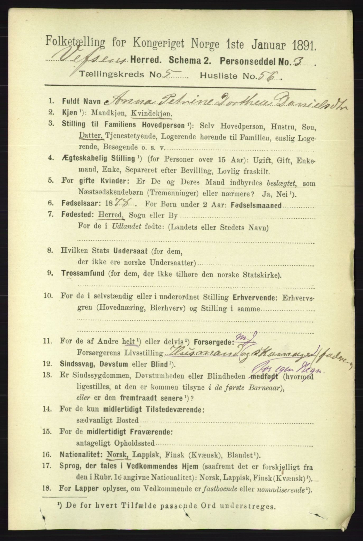 RA, 1891 census for 1824 Vefsn, 1891, p. 2512