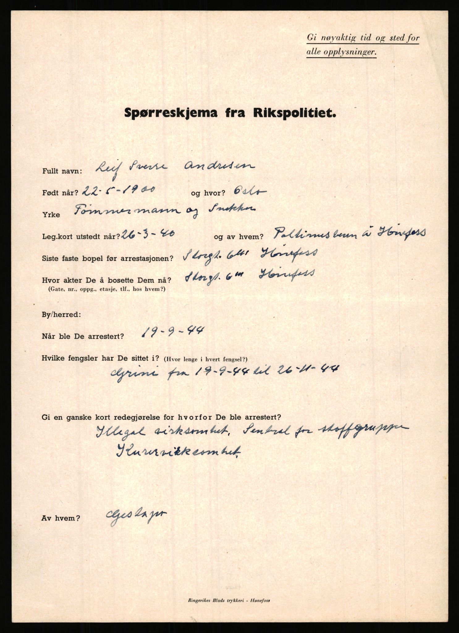 Rikspolitisjefen, AV/RA-S-1560/L/L0001: Abelseth, Rudolf - Berentsen, Odd, 1940-1945, p. 729