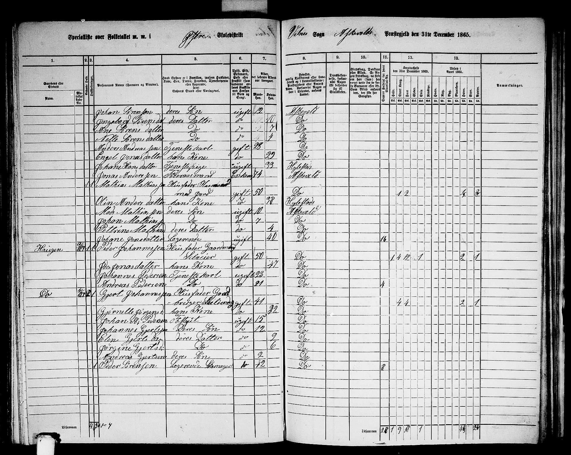 RA, 1865 census for Askvoll, 1865, p. 107