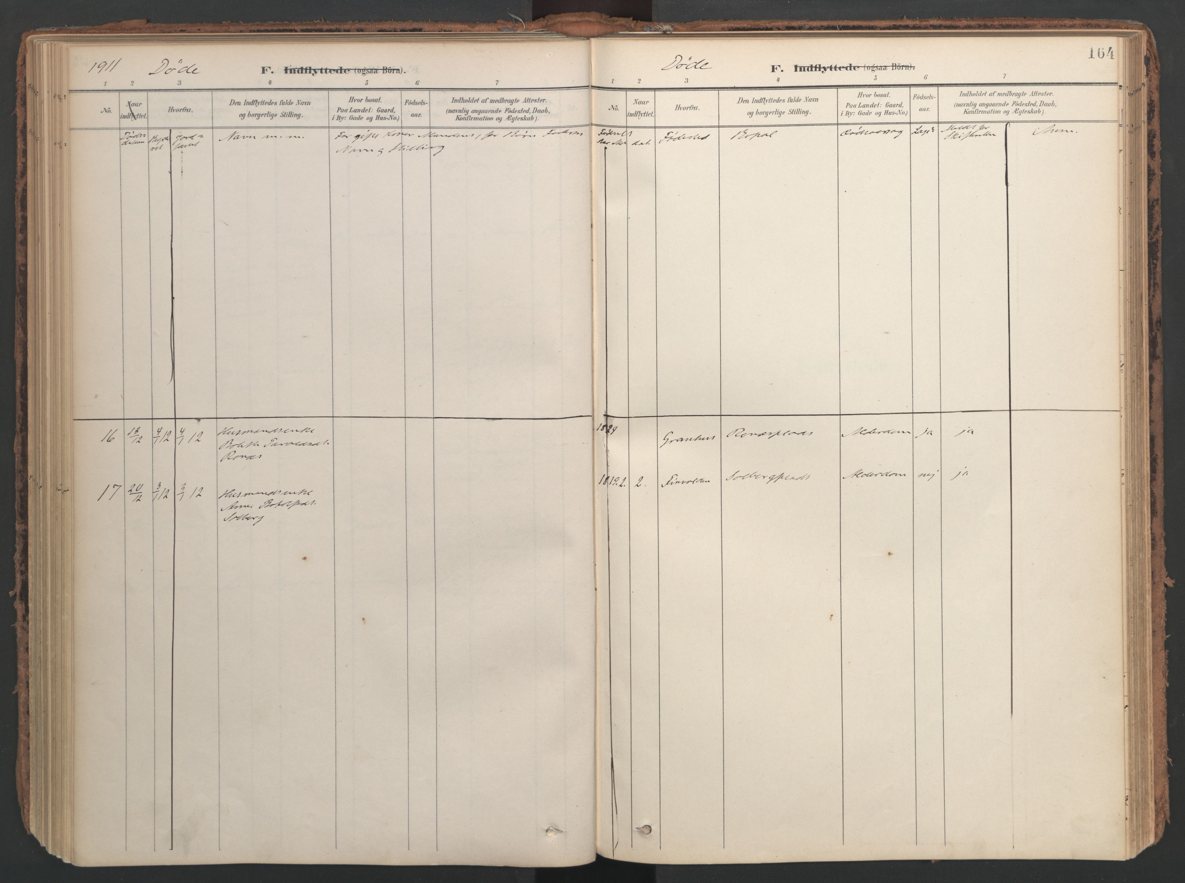Ministerialprotokoller, klokkerbøker og fødselsregistre - Nord-Trøndelag, SAT/A-1458/741/L0397: Parish register (official) no. 741A11, 1901-1911, p. 164