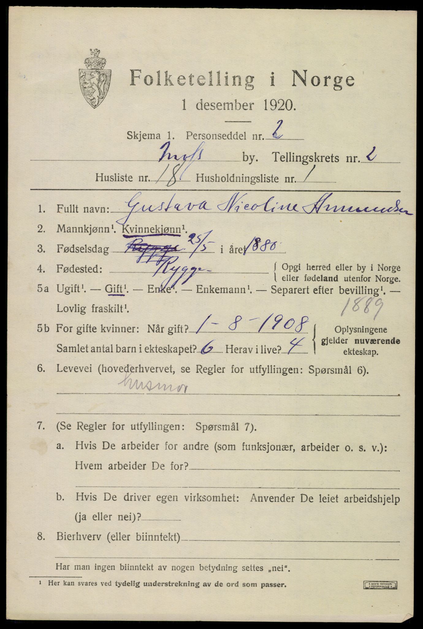 SAO, 1920 census for Moss, 1920, p. 8883