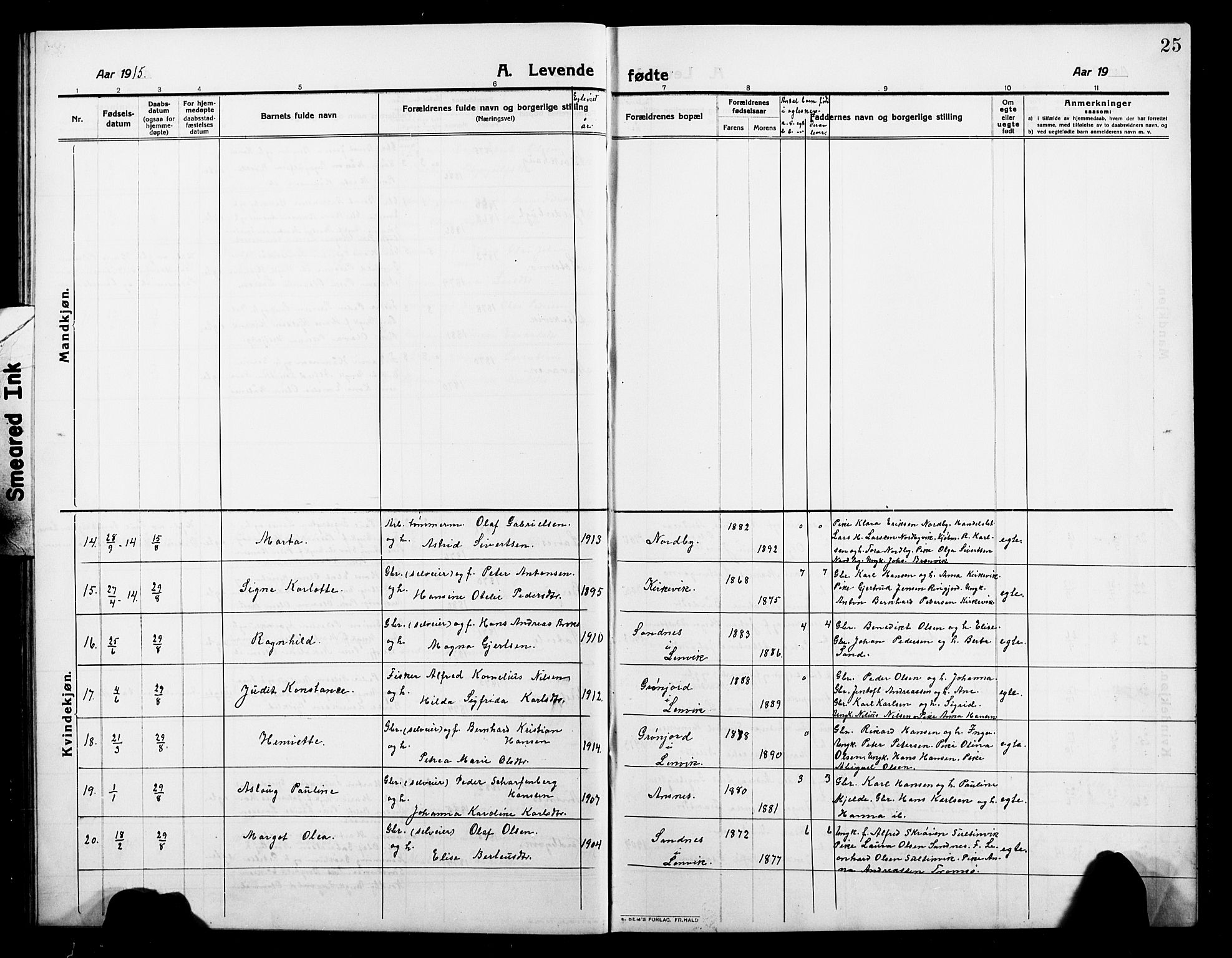 Balsfjord sokneprestembete, AV/SATØ-S-1303/G/Ga/L0004klokker: Parish register (copy) no. 4, 1910-1926, p. 25