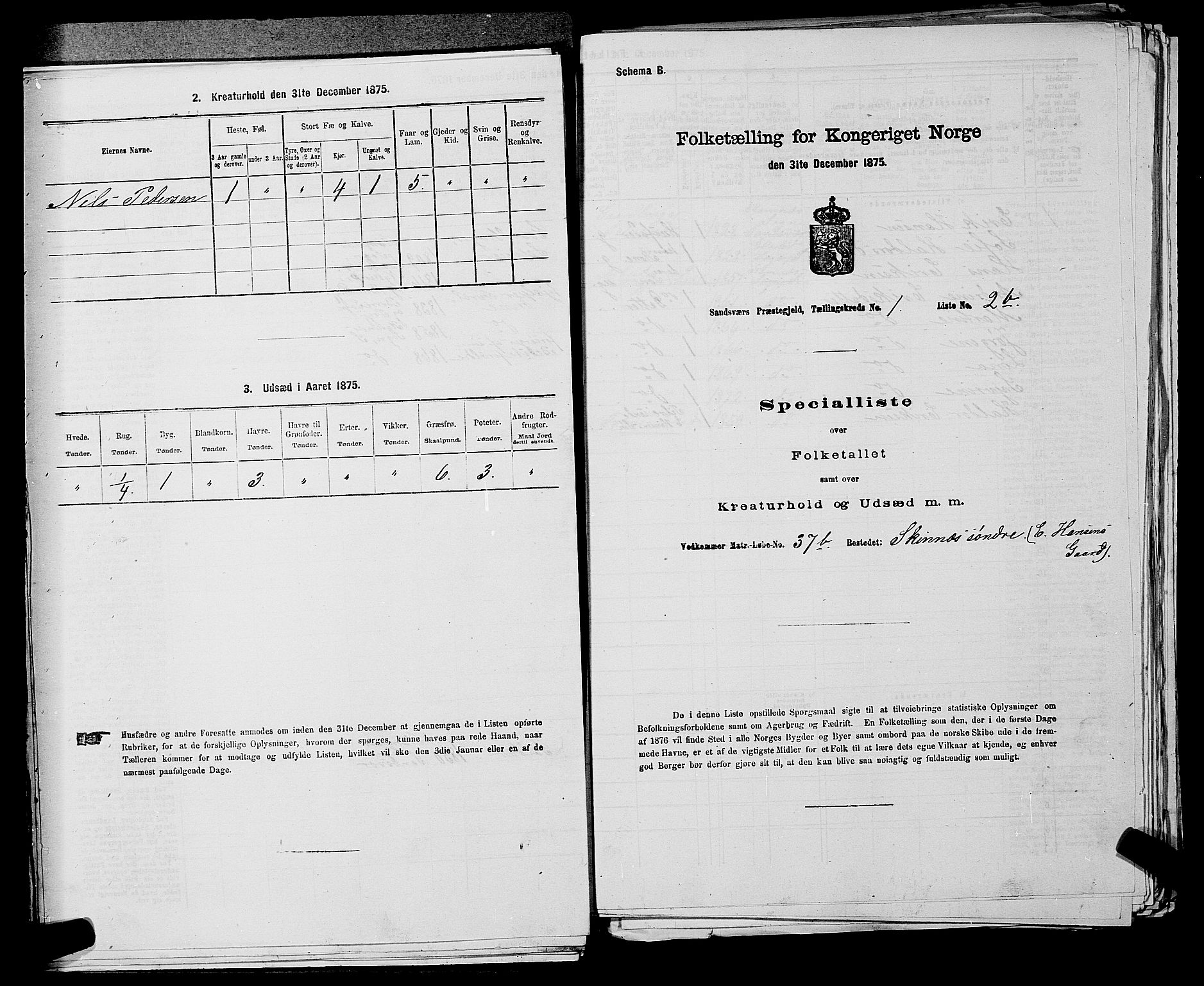 SAKO, 1875 census for 0629P Sandsvær, 1875, p. 304