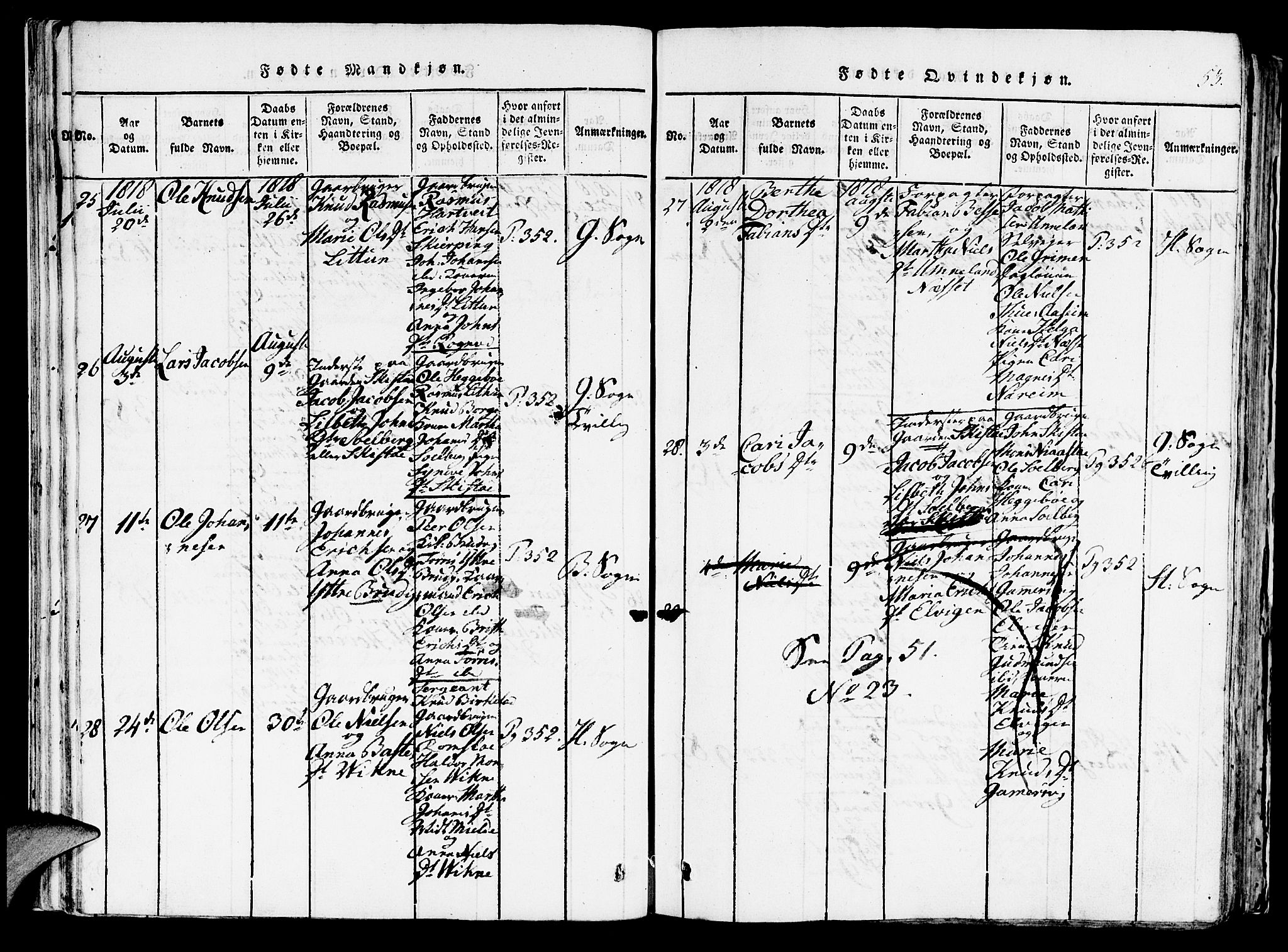 Haus sokneprestembete, AV/SAB-A-75601/H/Haa: Parish register (official) no. A 12, 1816-1821, p. 53