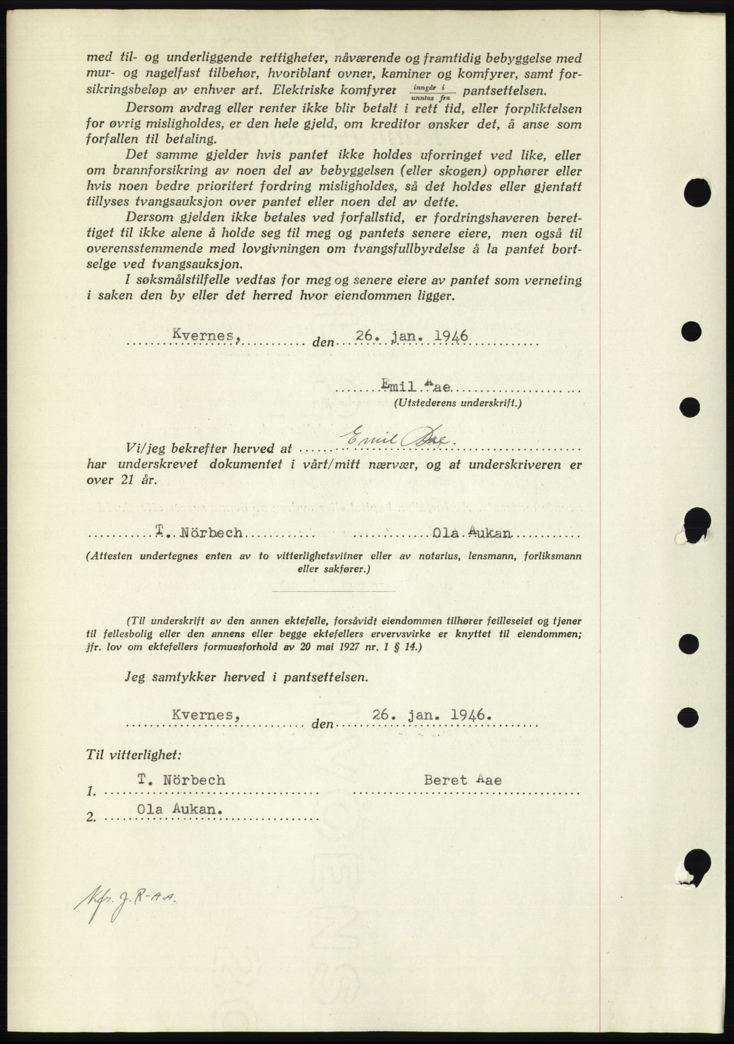 Nordmøre sorenskriveri, AV/SAT-A-4132/1/2/2Ca: Mortgage book no. B93b, 1946-1946, Diary no: : 164/1946