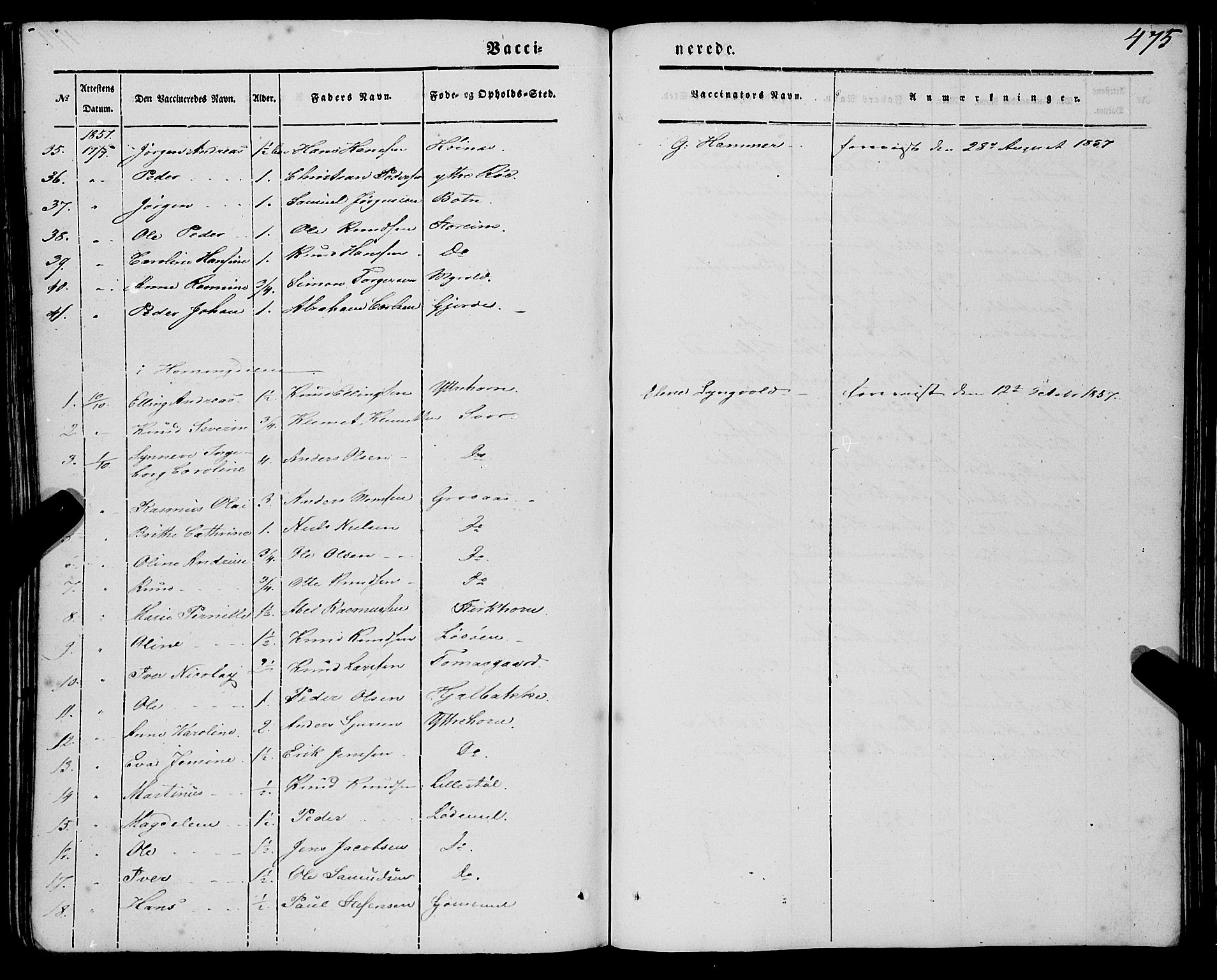 Eid sokneprestembete, AV/SAB-A-82301/H/Haa/Haaa/L0007: Parish register (official) no. A 7, 1844-1858, p. 475