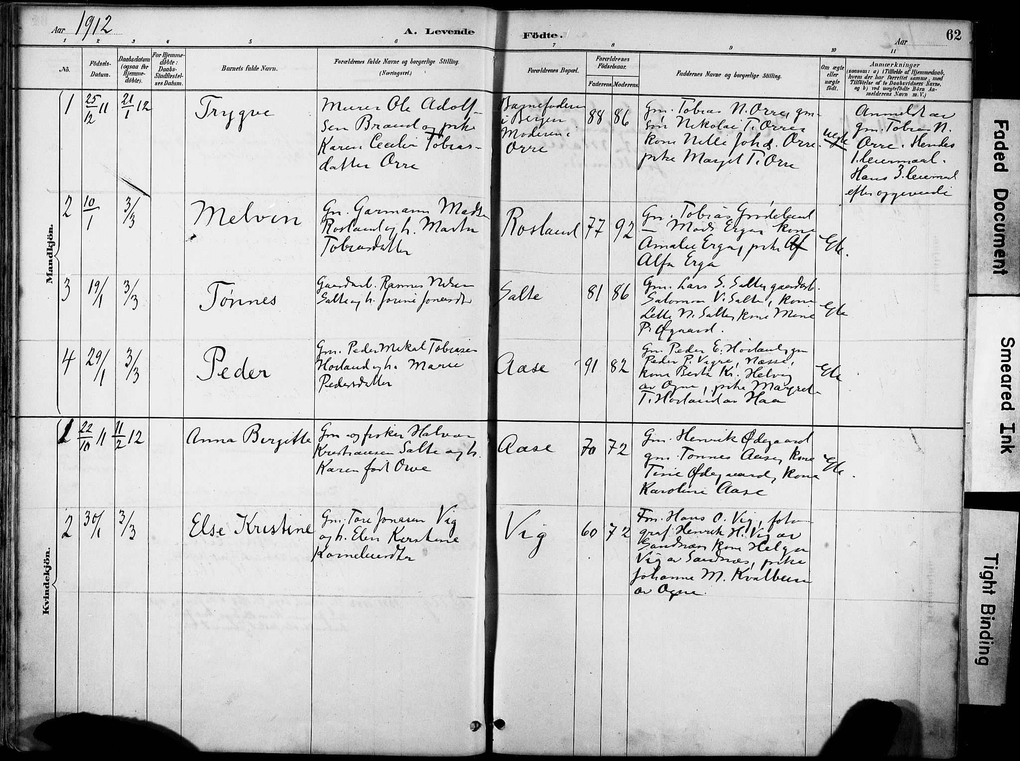 Klepp sokneprestkontor, AV/SAST-A-101803/001/3/30BA/L0007: Parish register (official) no. A 8, 1886-1912, p. 62