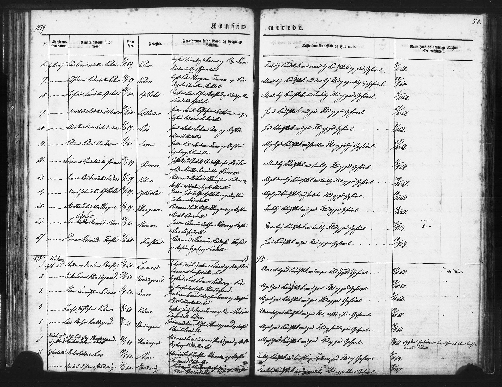 Ministerialprotokoller, klokkerbøker og fødselsregistre - Møre og Romsdal, AV/SAT-A-1454/539/L0530: Parish register (official) no. 539A03, 1872-1886, p. 58