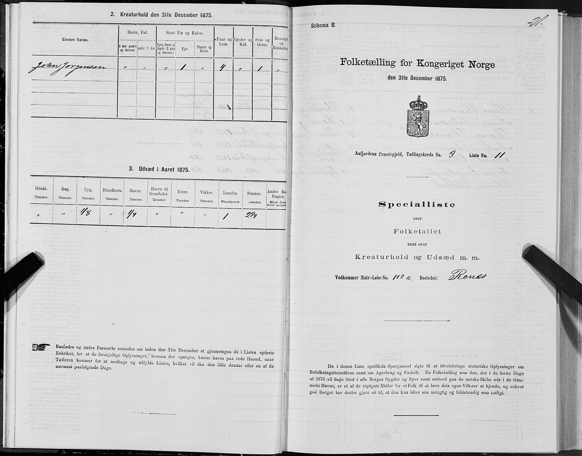 SAT, 1875 census for 1630P Aafjorden, 1875, p. 2021