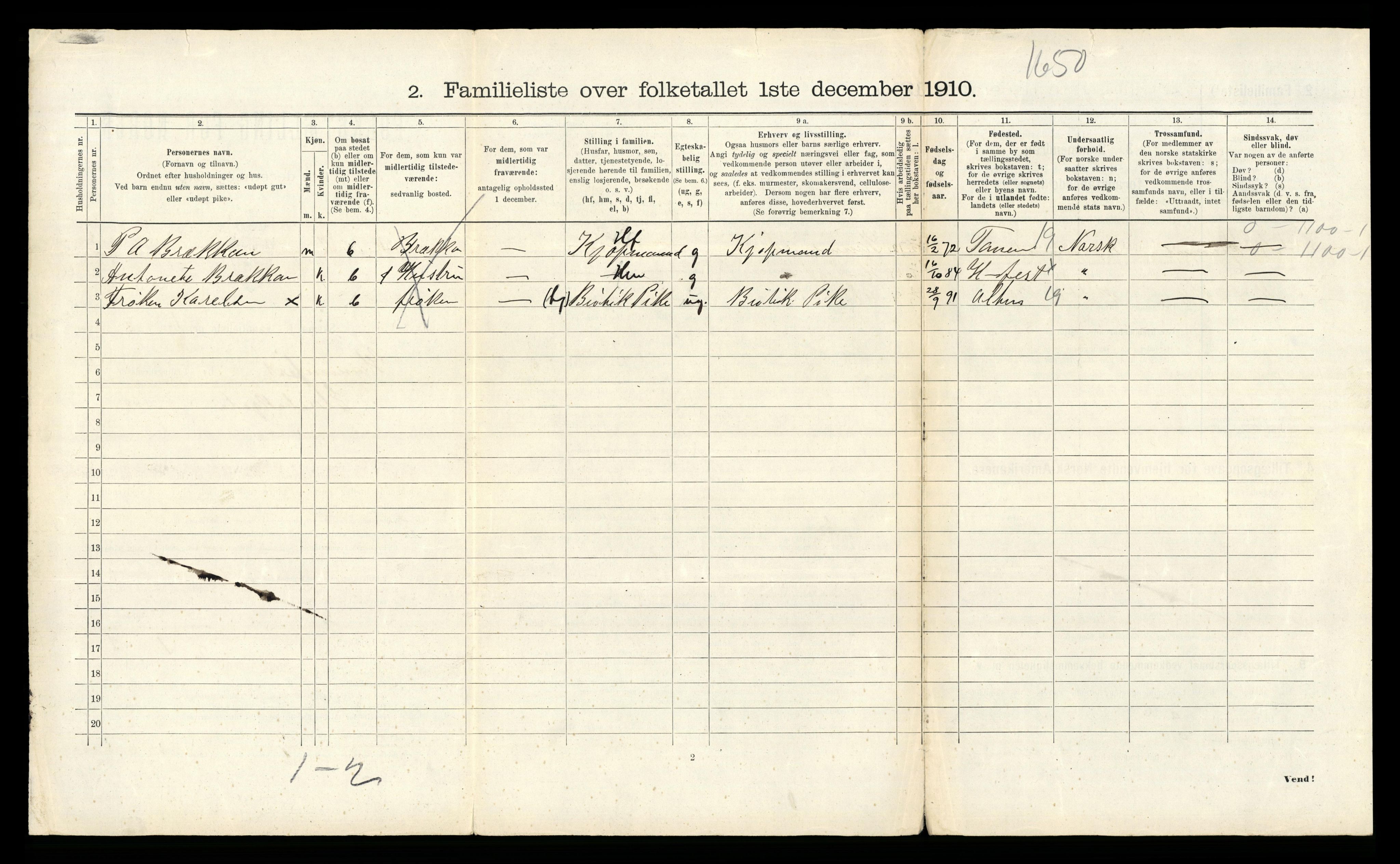 RA, 1910 census for Hammerfest, 1910, p. 1081