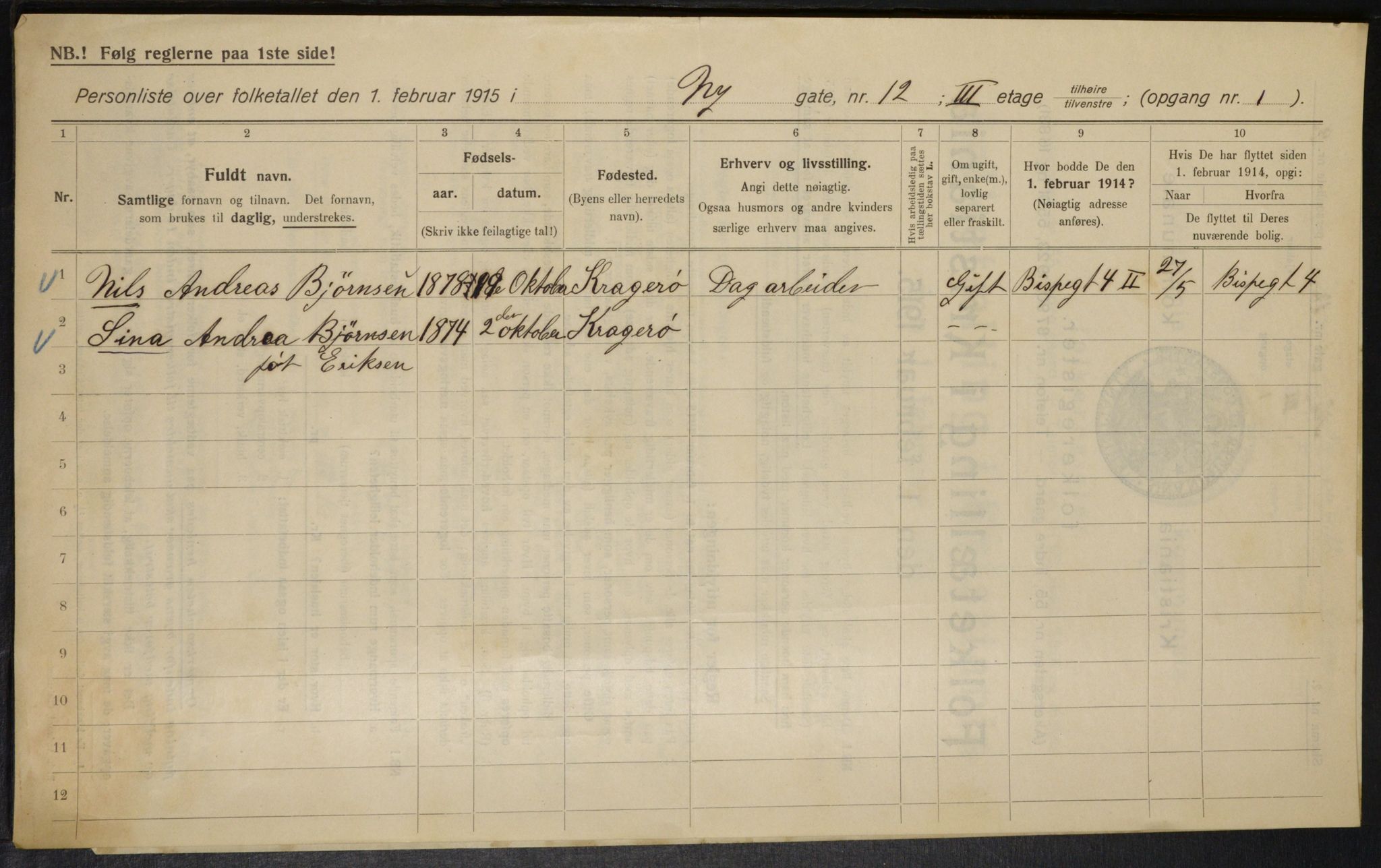 OBA, Municipal Census 1915 for Kristiania, 1915, p. 73394