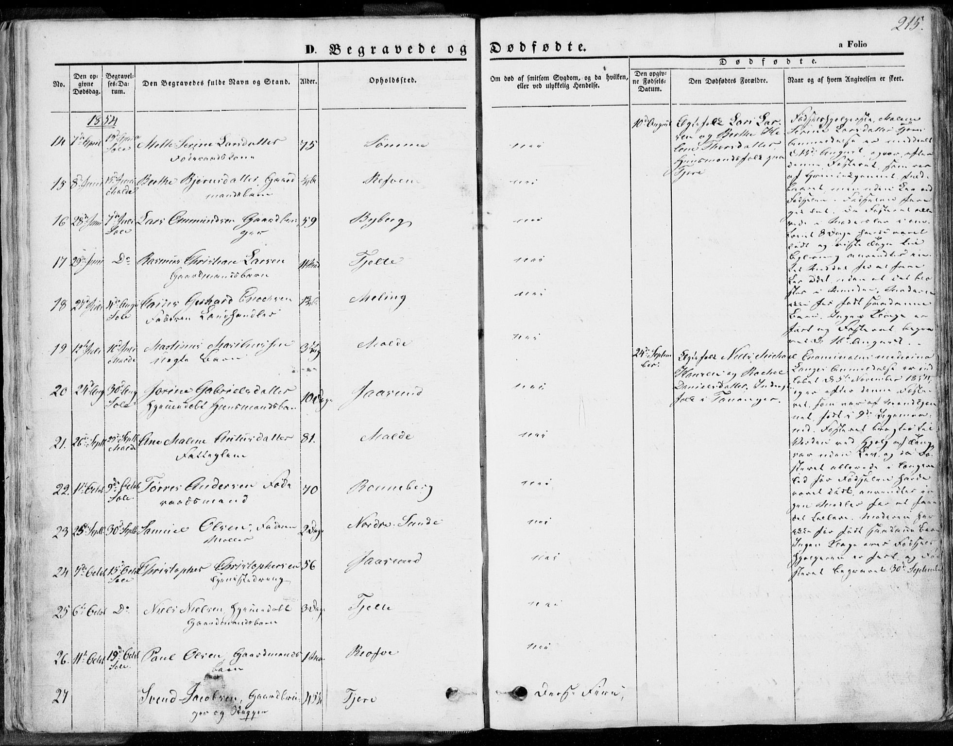 Håland sokneprestkontor, SAST/A-101802/001/30BA/L0008: Parish register (official) no. A 7.2, 1854-1870, p. 215