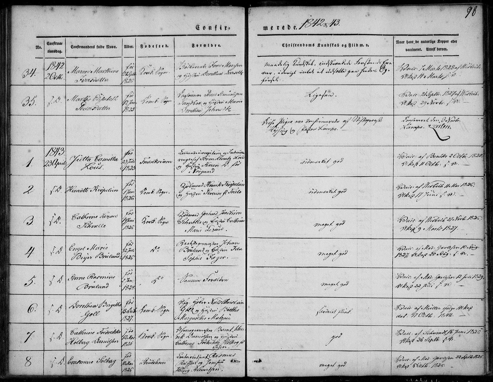 Korskirken sokneprestembete, SAB/A-76101/H/Haa/L0026: Parish register (official) no. C 2, 1842-1854, p. 98