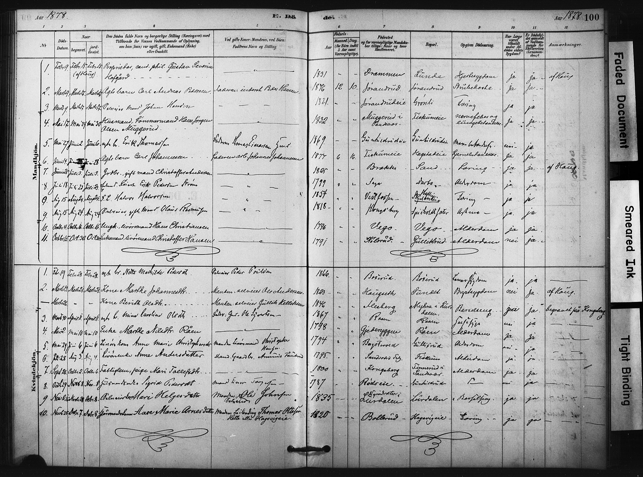 Fiskum kirkebøker, AV/SAKO-A-15/F/Fa/L0002: Parish register (official) no. 2, 1878-1890, p. 100