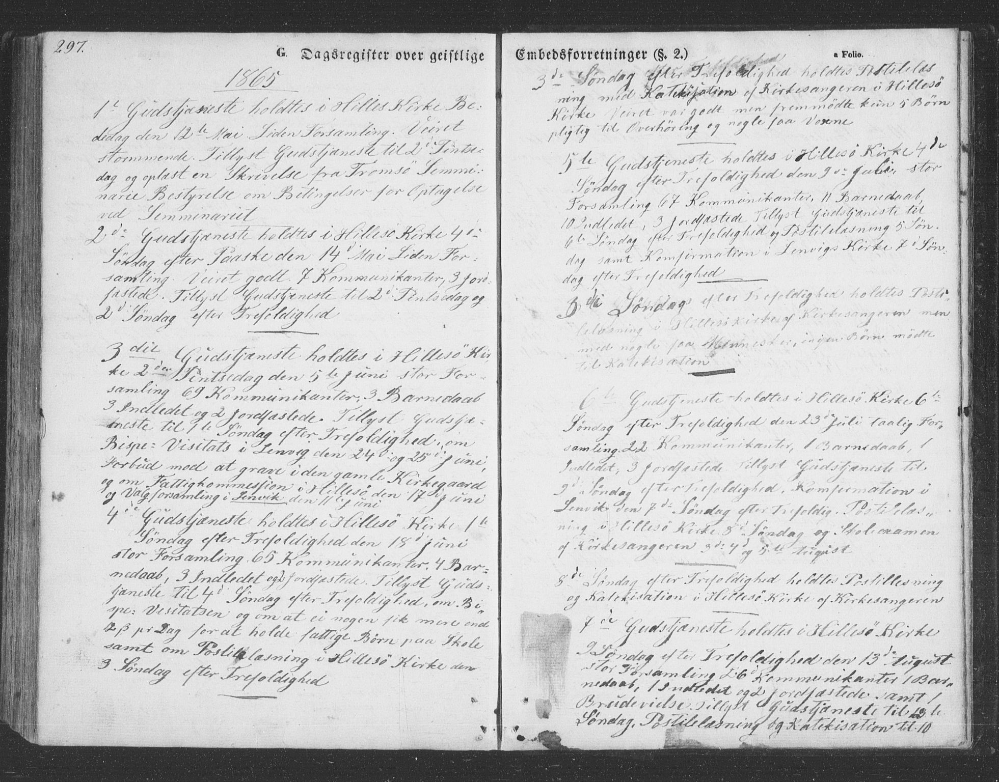 Lenvik sokneprestembete, SATØ/S-1310/H/Ha/Hab/L0020klokker: Parish register (copy) no. 20, 1855-1883, p. 297