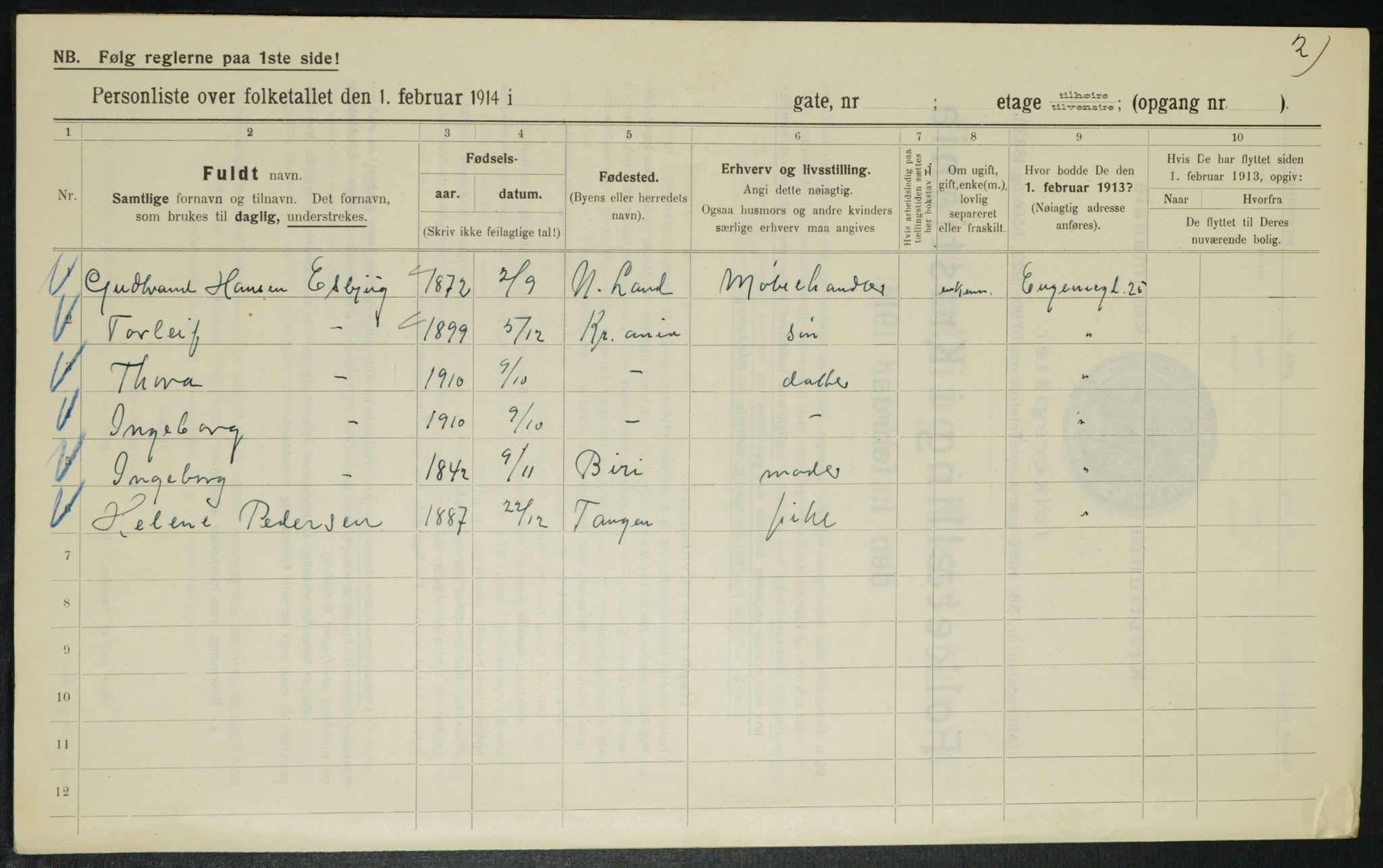 OBA, Municipal Census 1914 for Kristiania, 1914, p. 23024