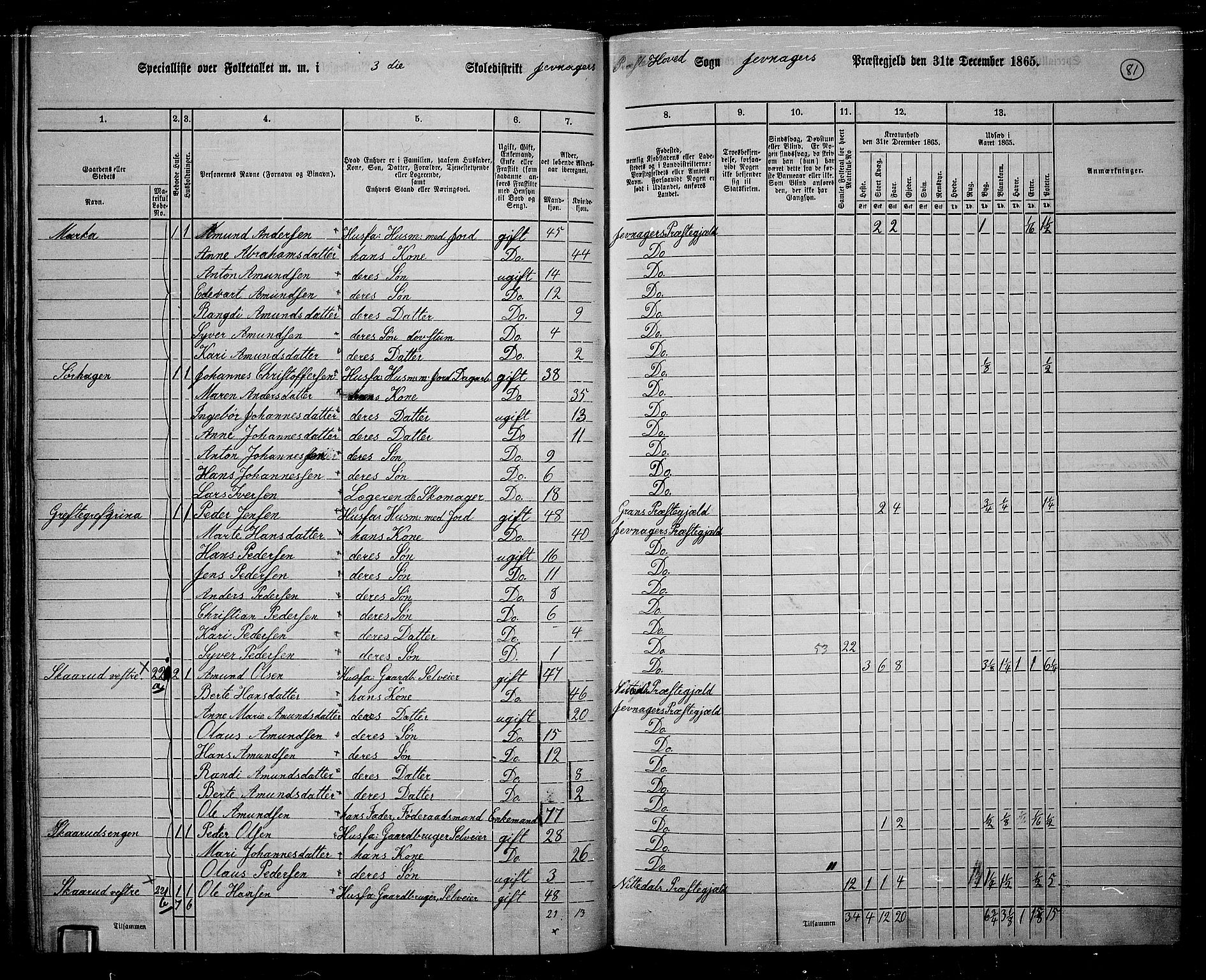 RA, 1865 census for Jevnaker, 1865, p. 79