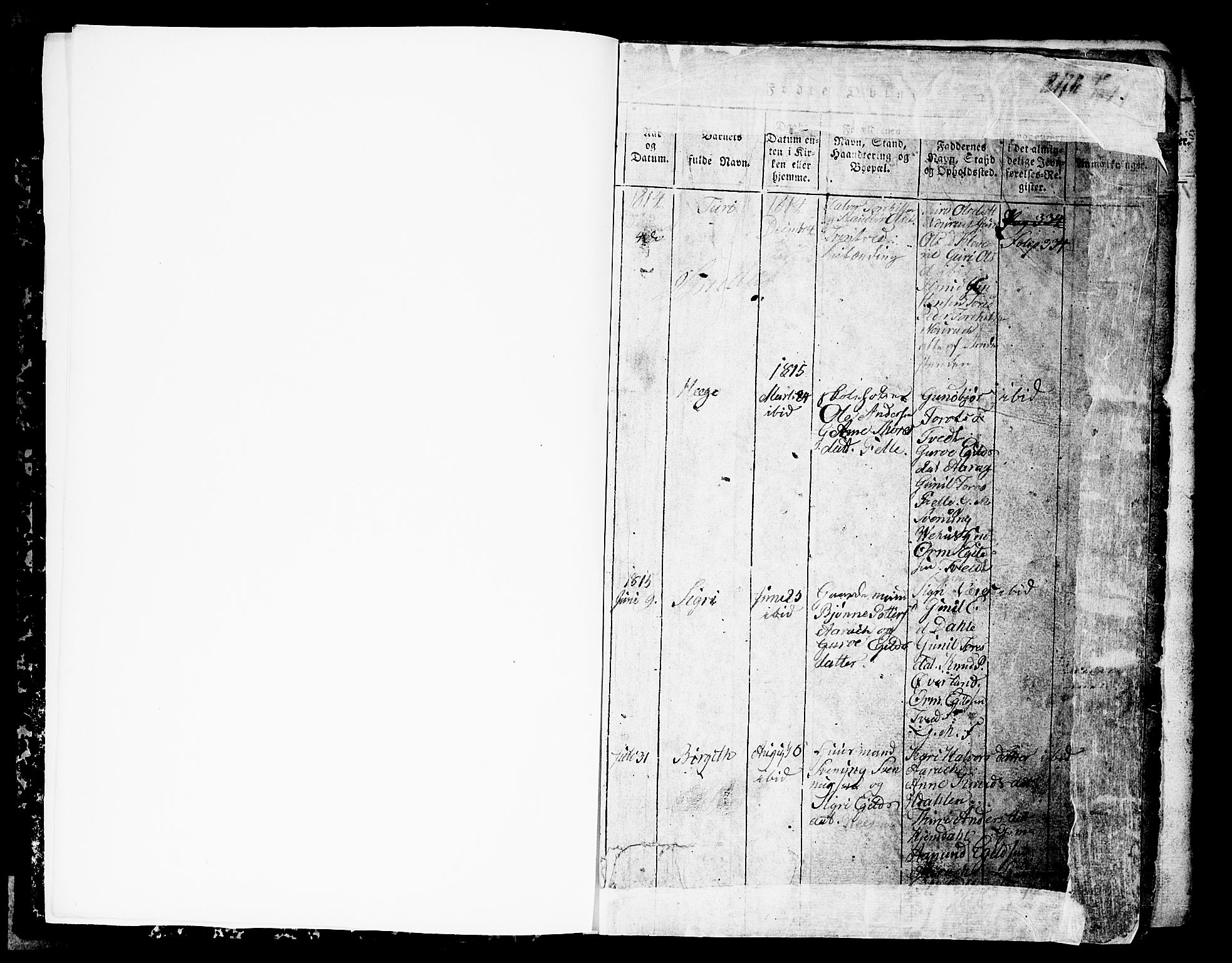 Nissedal kirkebøker, SAKO/A-288/G/Gb/L0001: Parish register (copy) no. II 1, 1814-1862, p. 1