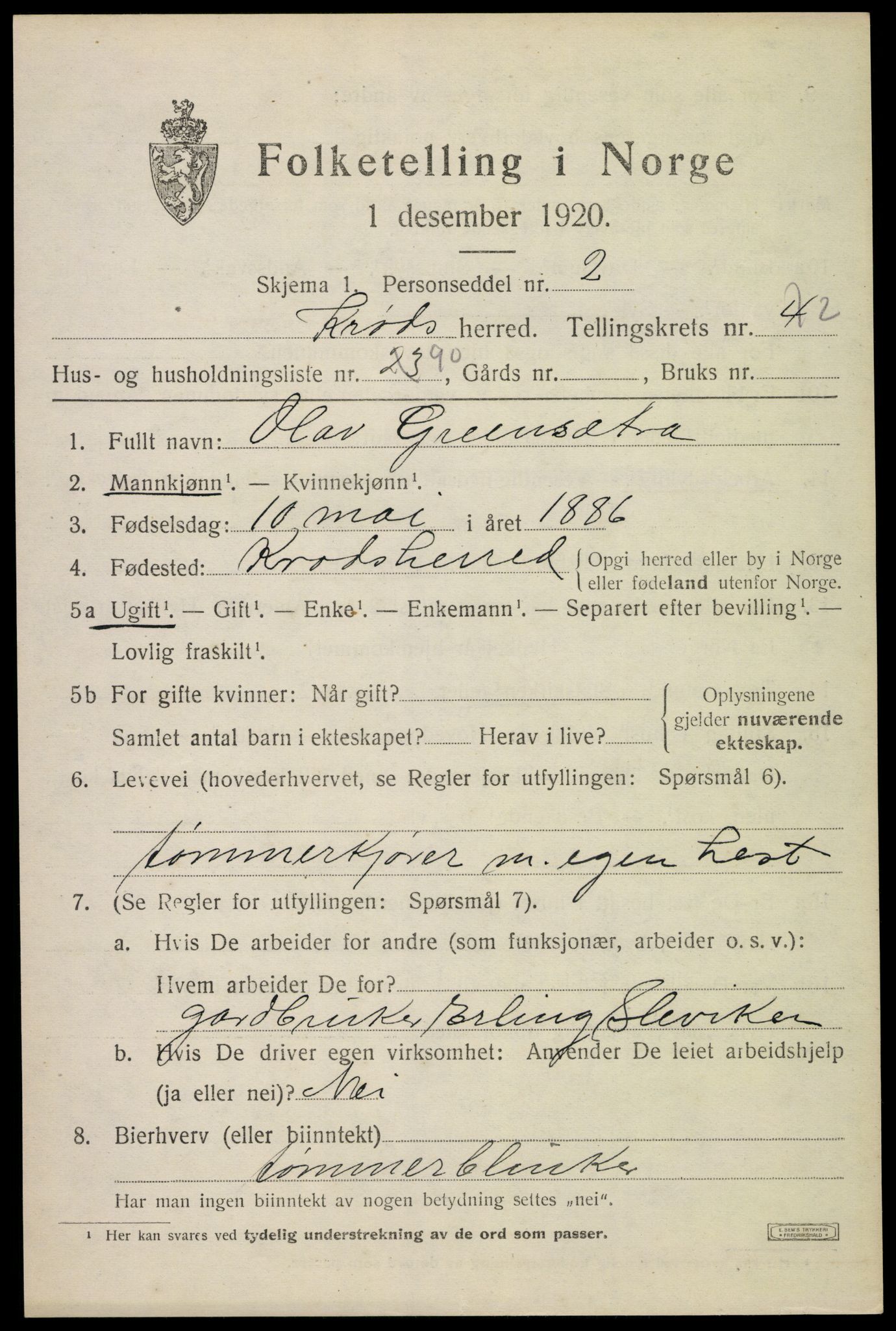 SAKO, 1920 census for Krødsherad, 1920, p. 3831