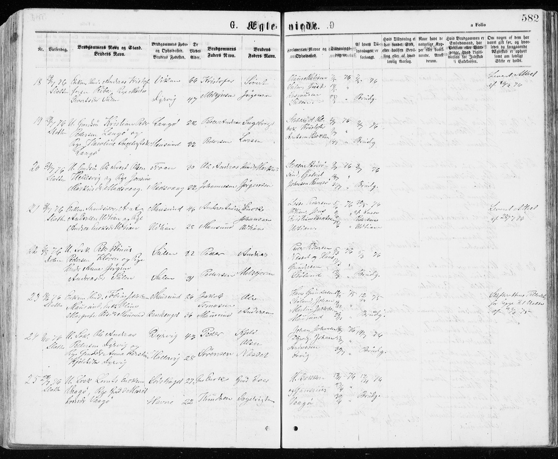 Ministerialprotokoller, klokkerbøker og fødselsregistre - Sør-Trøndelag, SAT/A-1456/640/L0576: Parish register (official) no. 640A01, 1846-1876, p. 582