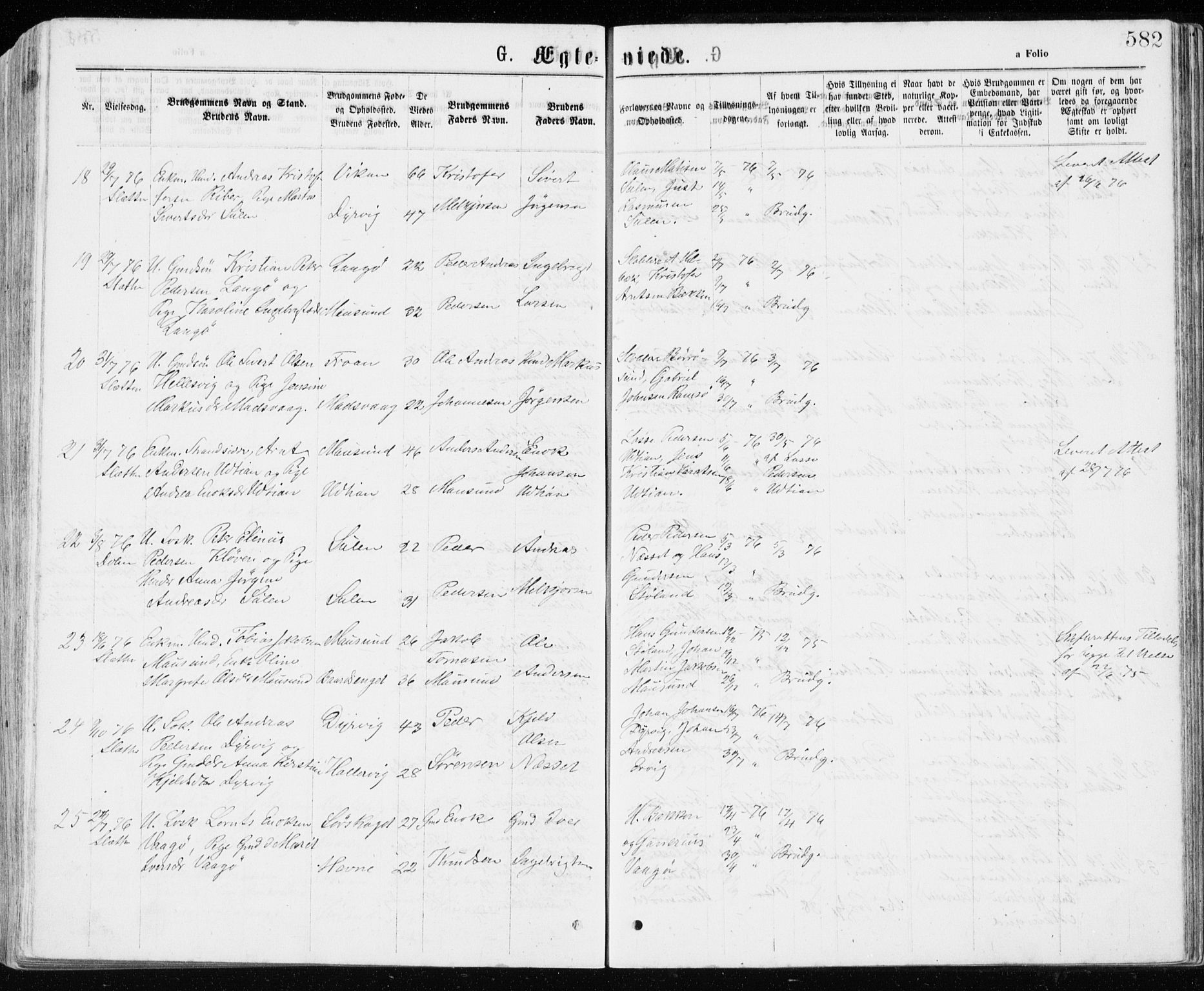 Ministerialprotokoller, klokkerbøker og fødselsregistre - Sør-Trøndelag, AV/SAT-A-1456/640/L0576: Parish register (official) no. 640A01, 1846-1876, p. 582