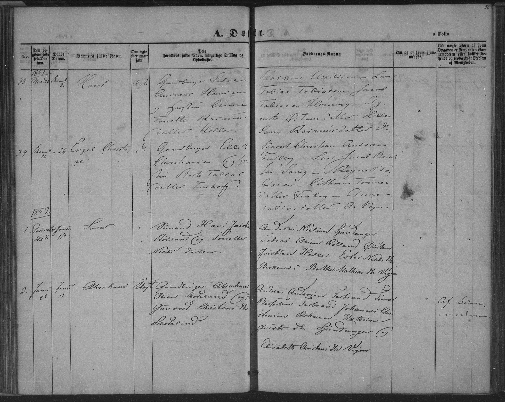 Herad sokneprestkontor, SAK/1111-0018/F/Fa/Fab/L0003: Parish register (official) no. A 3, 1844-1853, p. 56