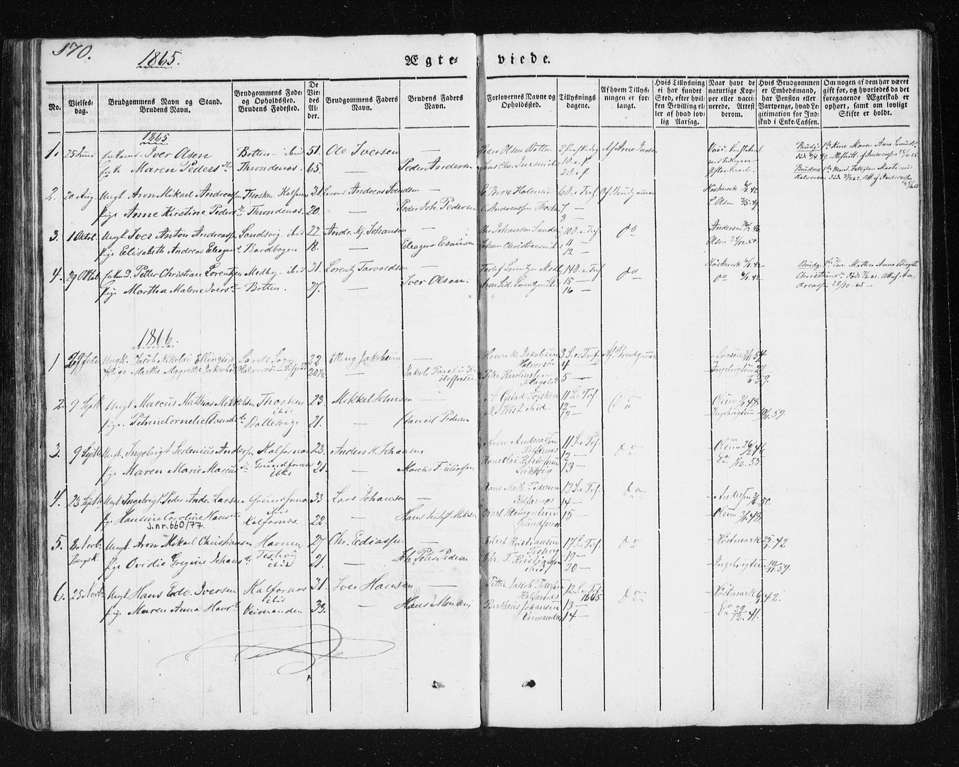 Berg sokneprestkontor, SATØ/S-1318/G/Ga/Gab/L0011klokker: Parish register (copy) no. 11, 1833-1878, p. 170