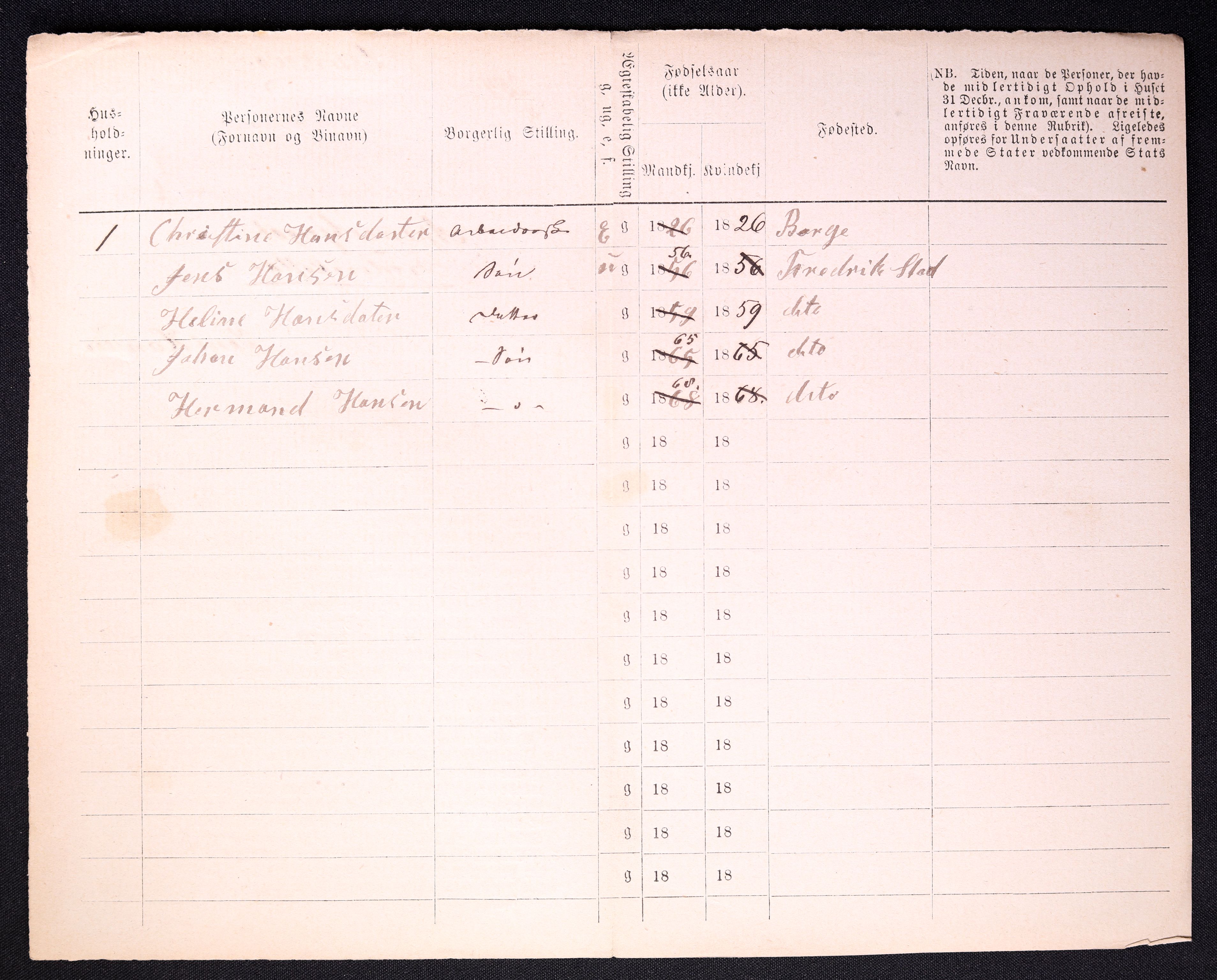 RA, 1870 census for 0103 Fredrikstad, 1870, p. 1374