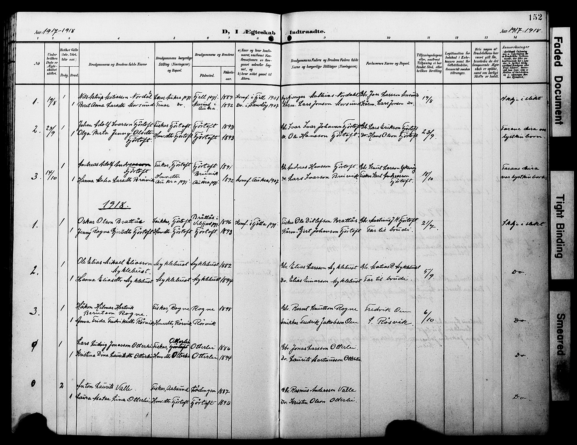 Ministerialprotokoller, klokkerbøker og fødselsregistre - Møre og Romsdal, AV/SAT-A-1454/538/L0524: Parish register (copy) no. 538C02, 1901-1931, p. 152