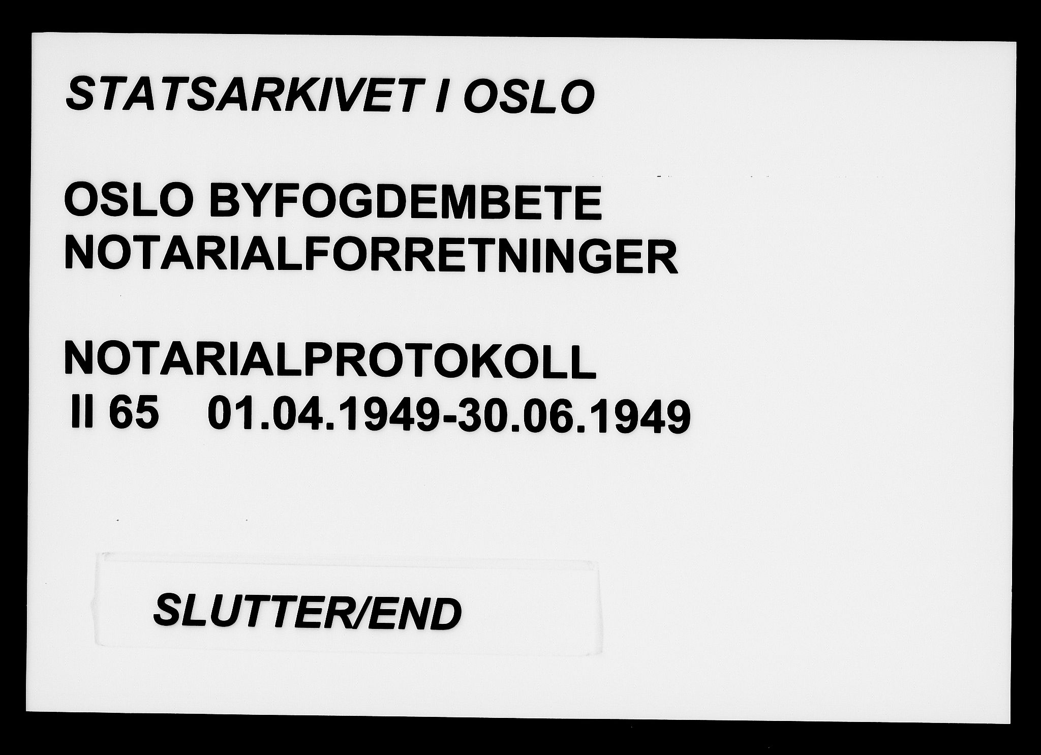 Oslo byfogd avd. I, SAO/A-10220/L/Lb/Lbb/L0065: Notarialprotokoll, rekke II: Vigsler, 1949