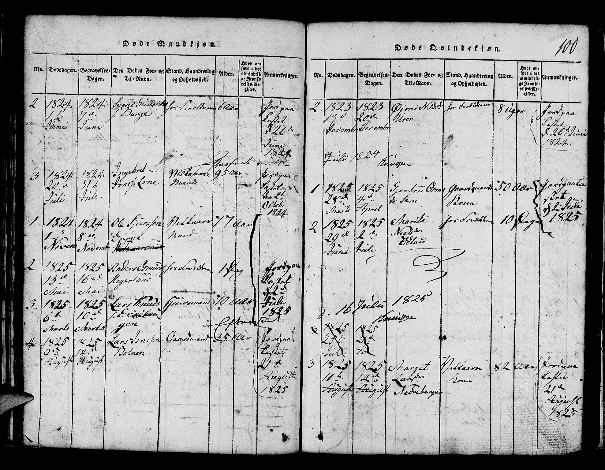 Røldal sokneprestembete, SAB/A-100247: Parish register (copy) no. A 1, 1817-1860, p. 100