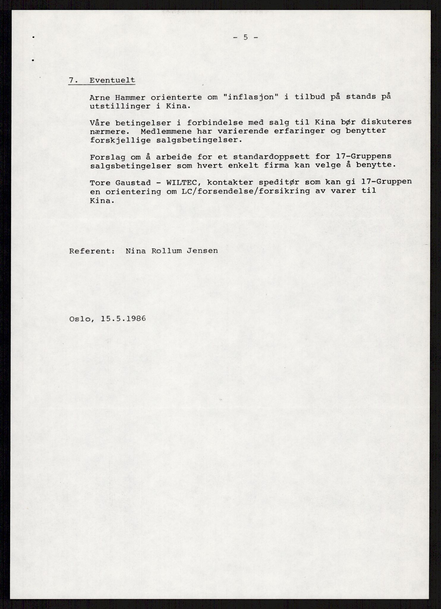 "17-Gruppen Kina", AV/RA-PA-1688/A/L0001: Møtereferater, 1979-1986, p. 301