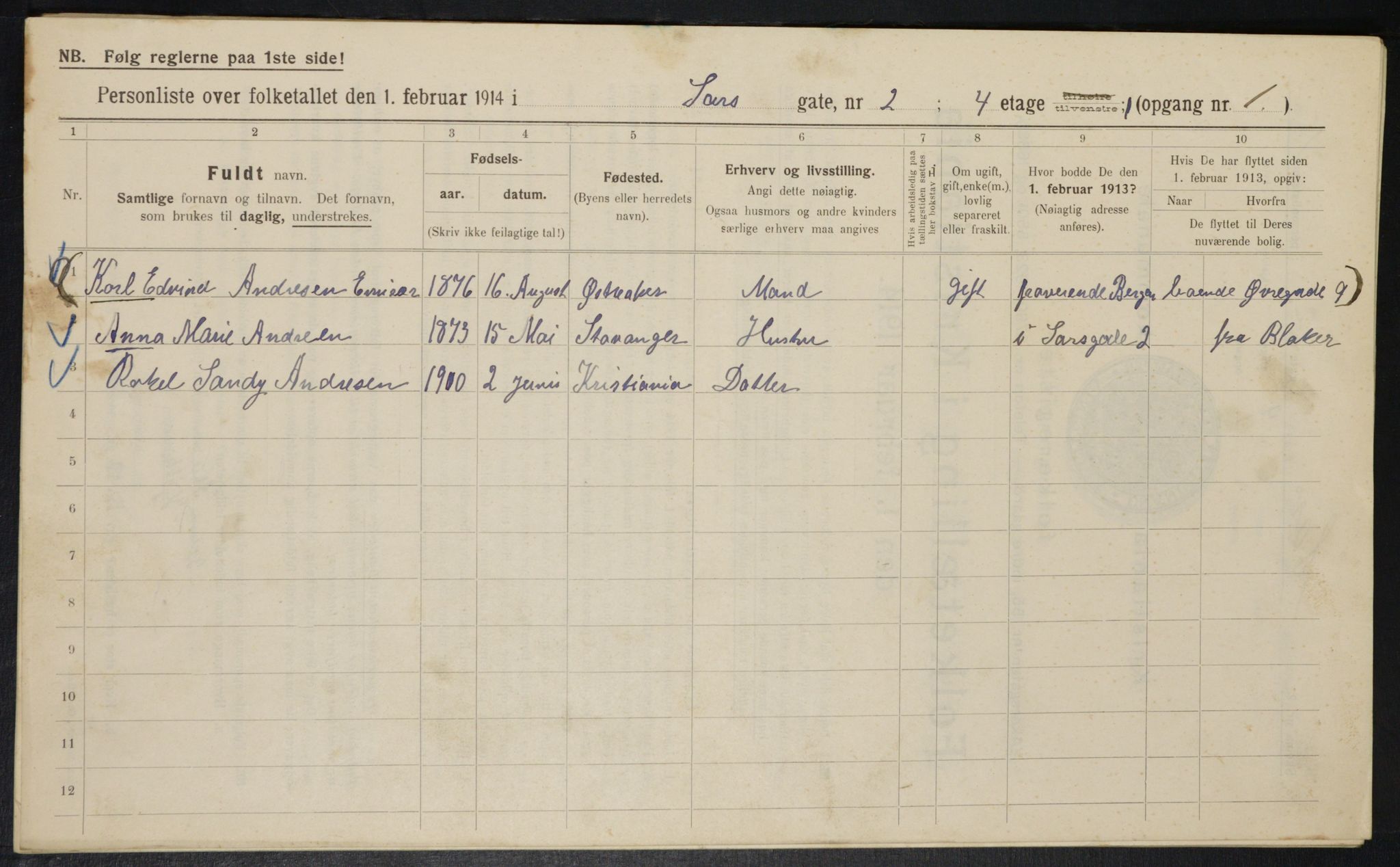 OBA, Municipal Census 1914 for Kristiania, 1914, p. 89035