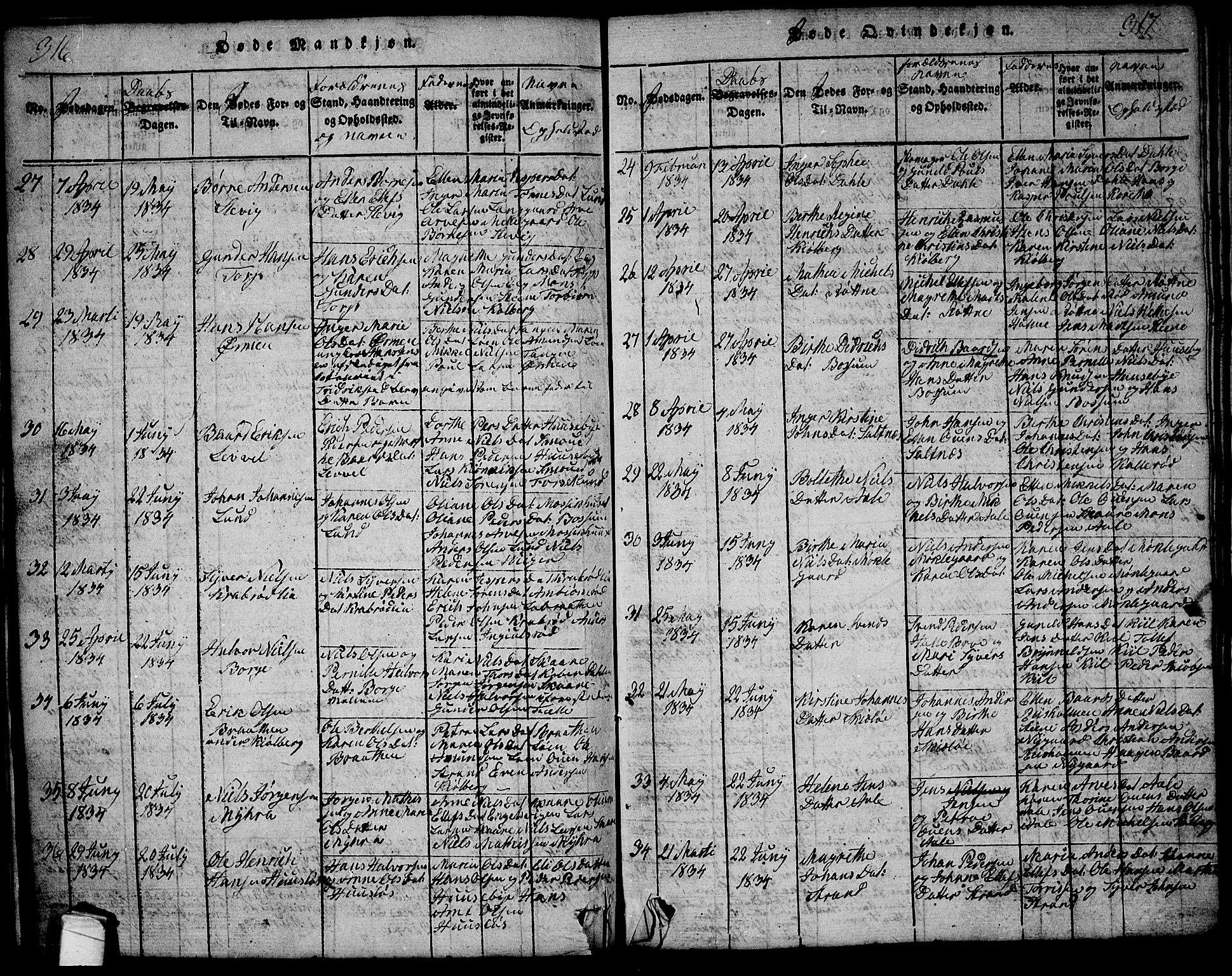 Onsøy prestekontor Kirkebøker, SAO/A-10914/G/Ga/L0001: Parish register (copy) no. I 1, 1814-1840, p. 316-317