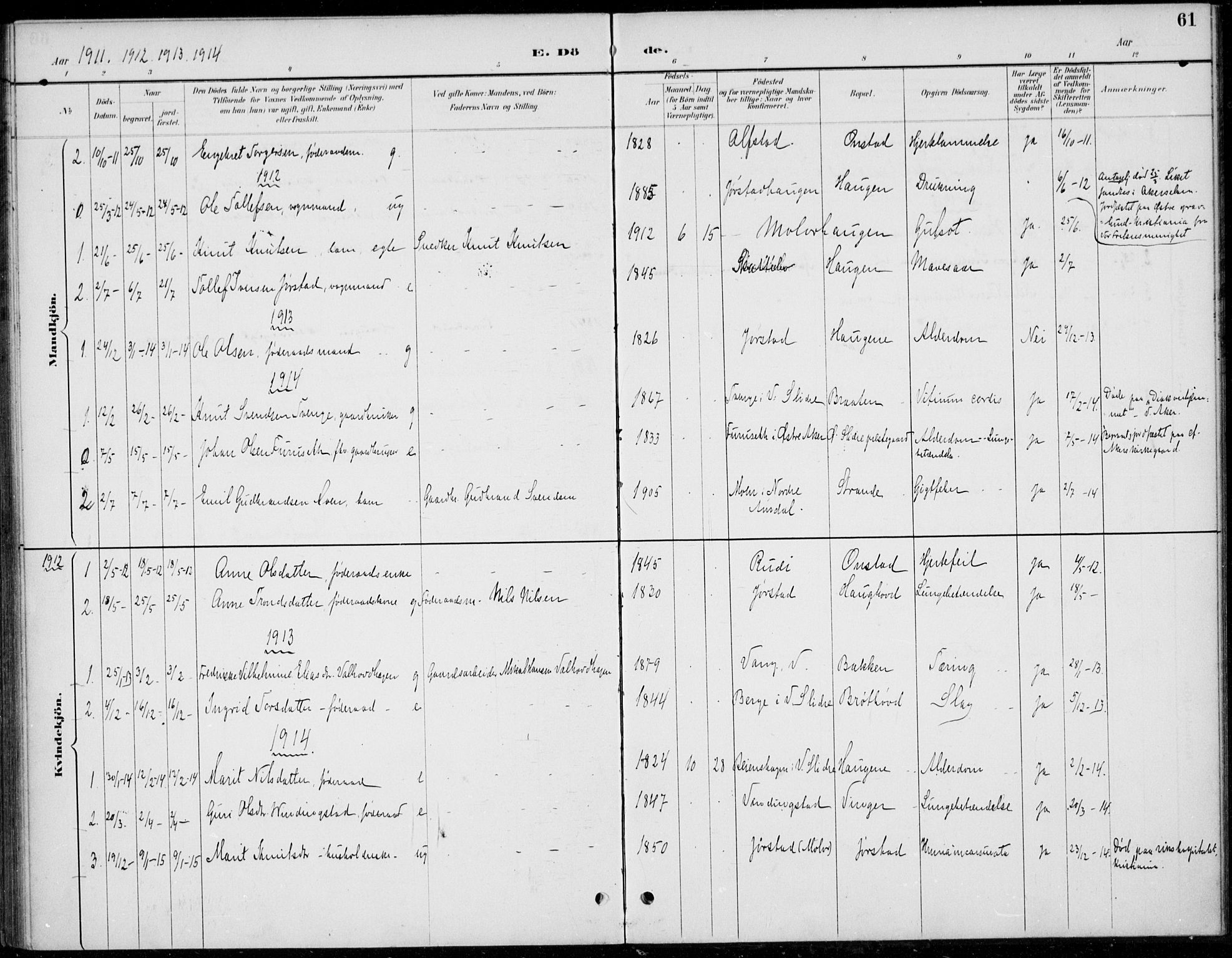 Øystre Slidre prestekontor, AV/SAH-PREST-138/H/Ha/Haa/L0005: Parish register (official) no. 5, 1887-1916, p. 61