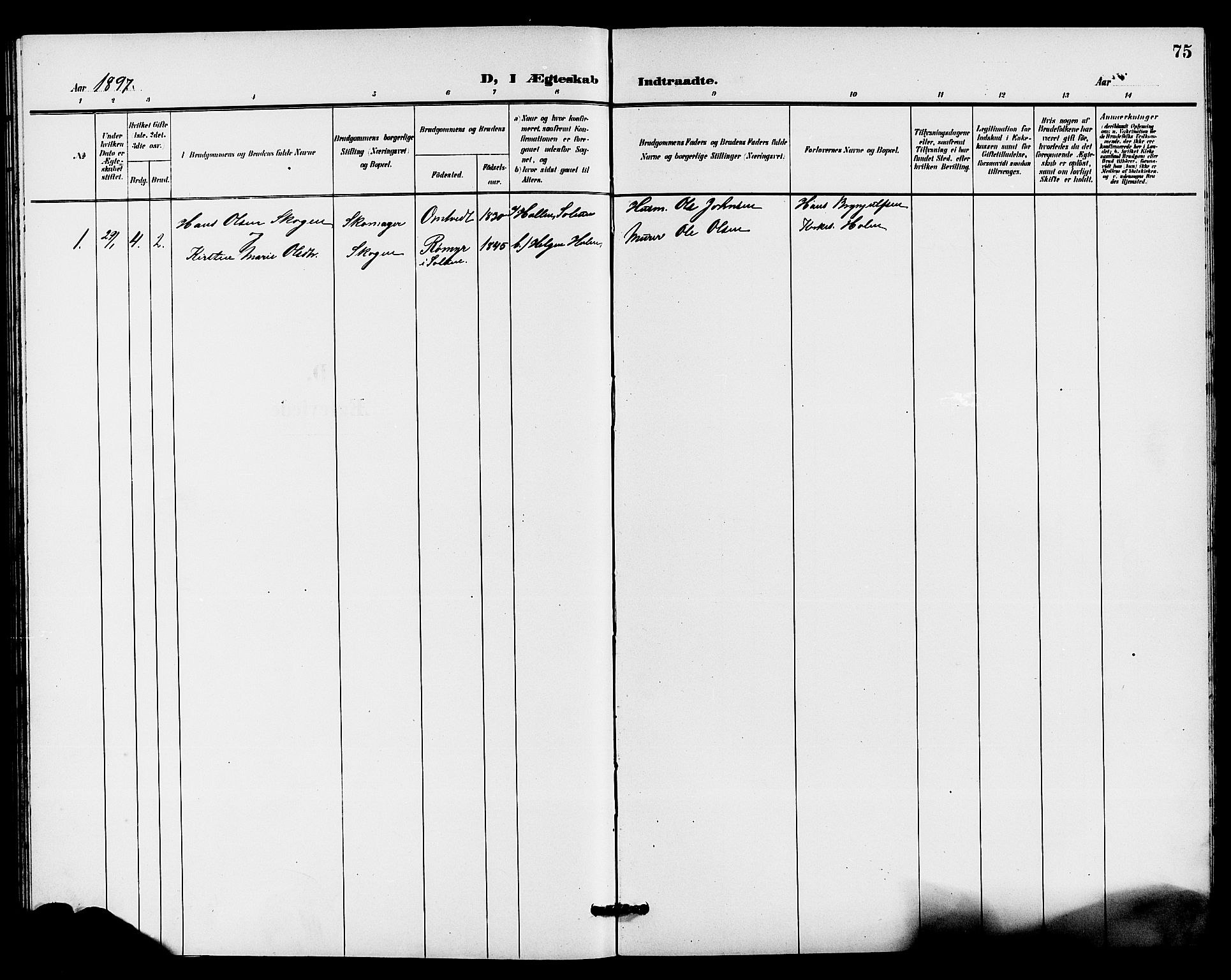 Holla kirkebøker, AV/SAKO-A-272/G/Gb/L0002: Parish register (copy) no. II 2, 1897-1913, p. 75