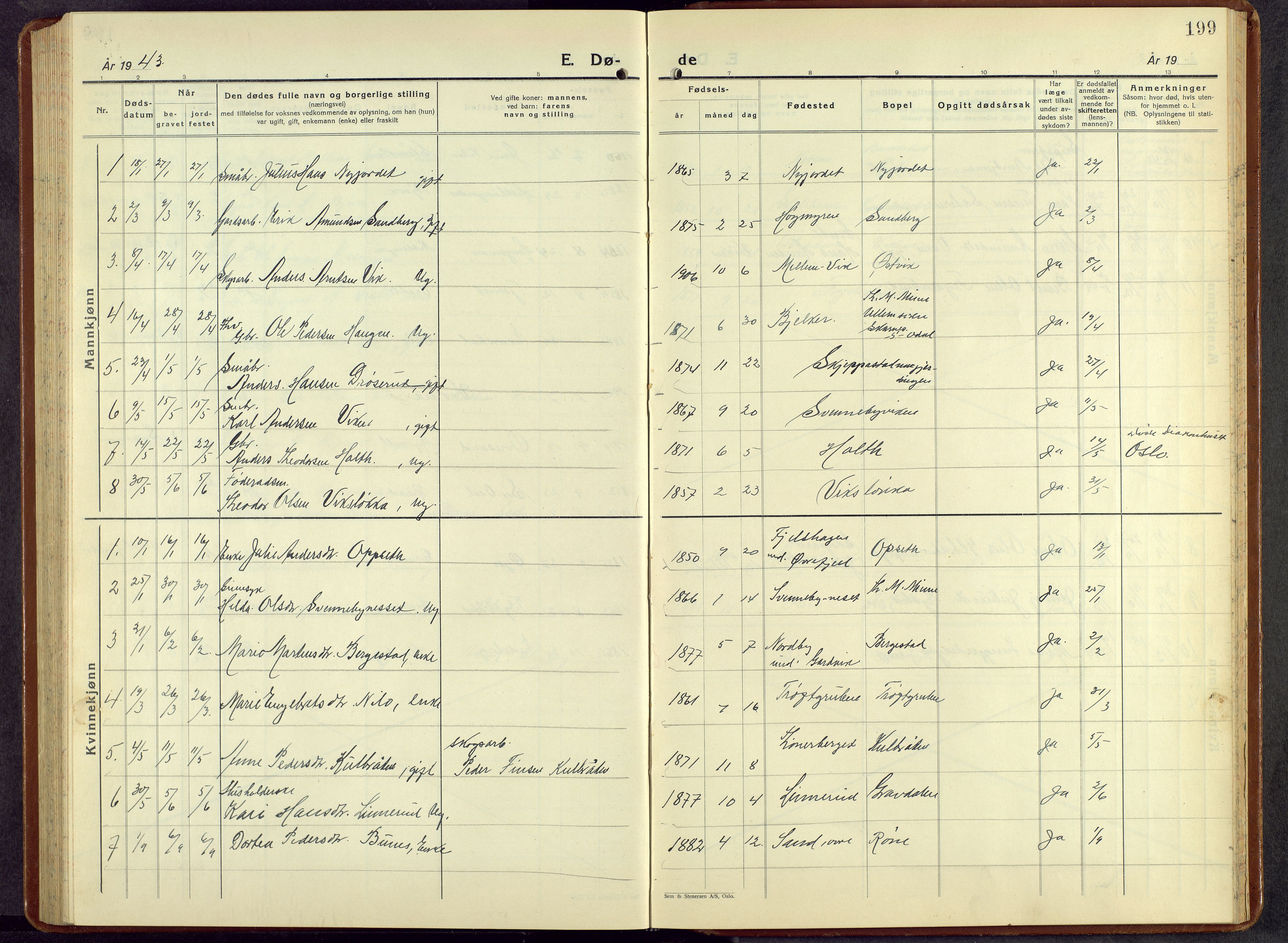 Nord-Odal prestekontor, AV/SAH-PREST-032/H/Ha/Hab/L0007: Parish register (copy) no. 7, 1939-1957, p. 199