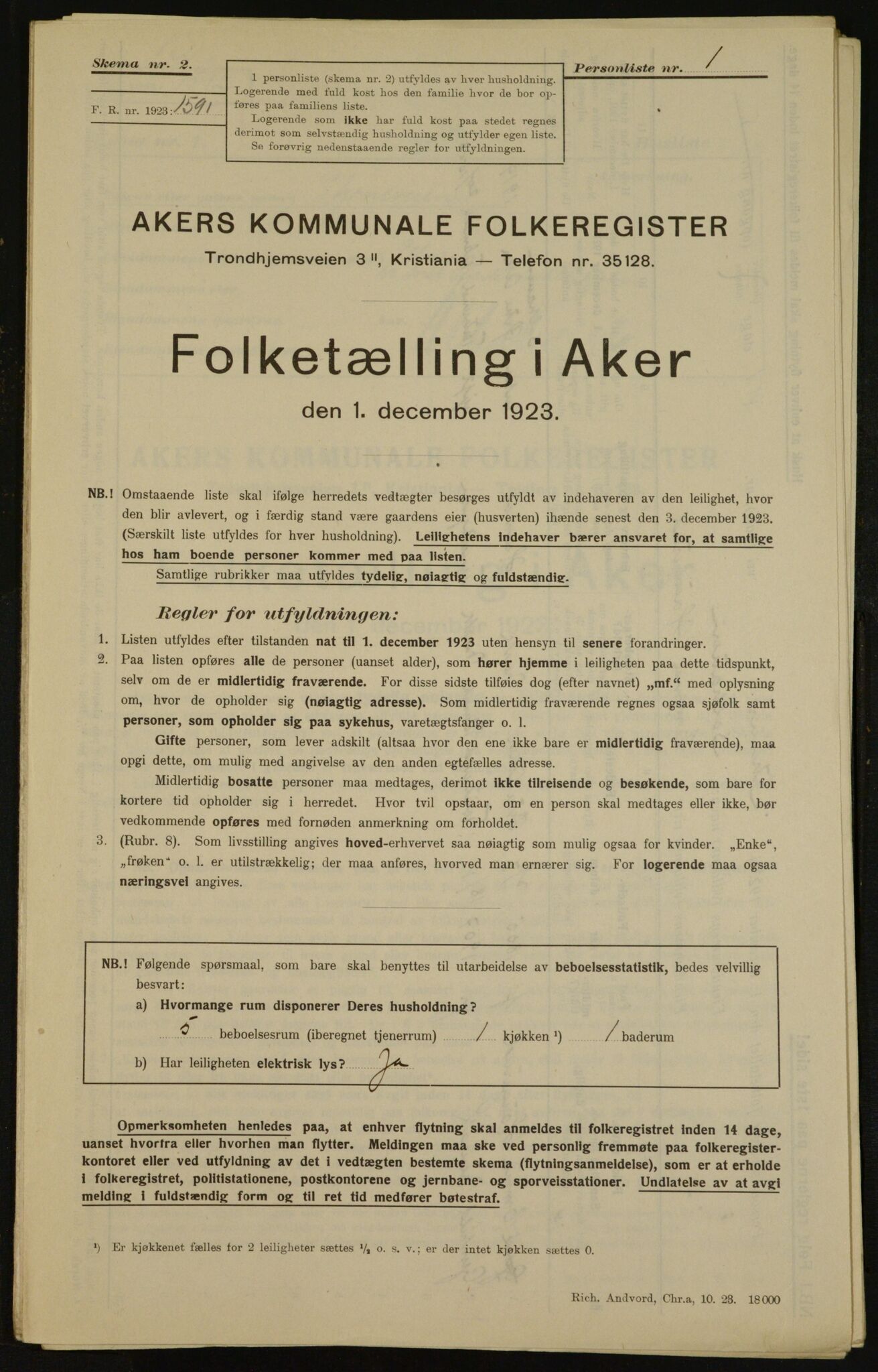 , Municipal Census 1923 for Aker, 1923, p. 32589