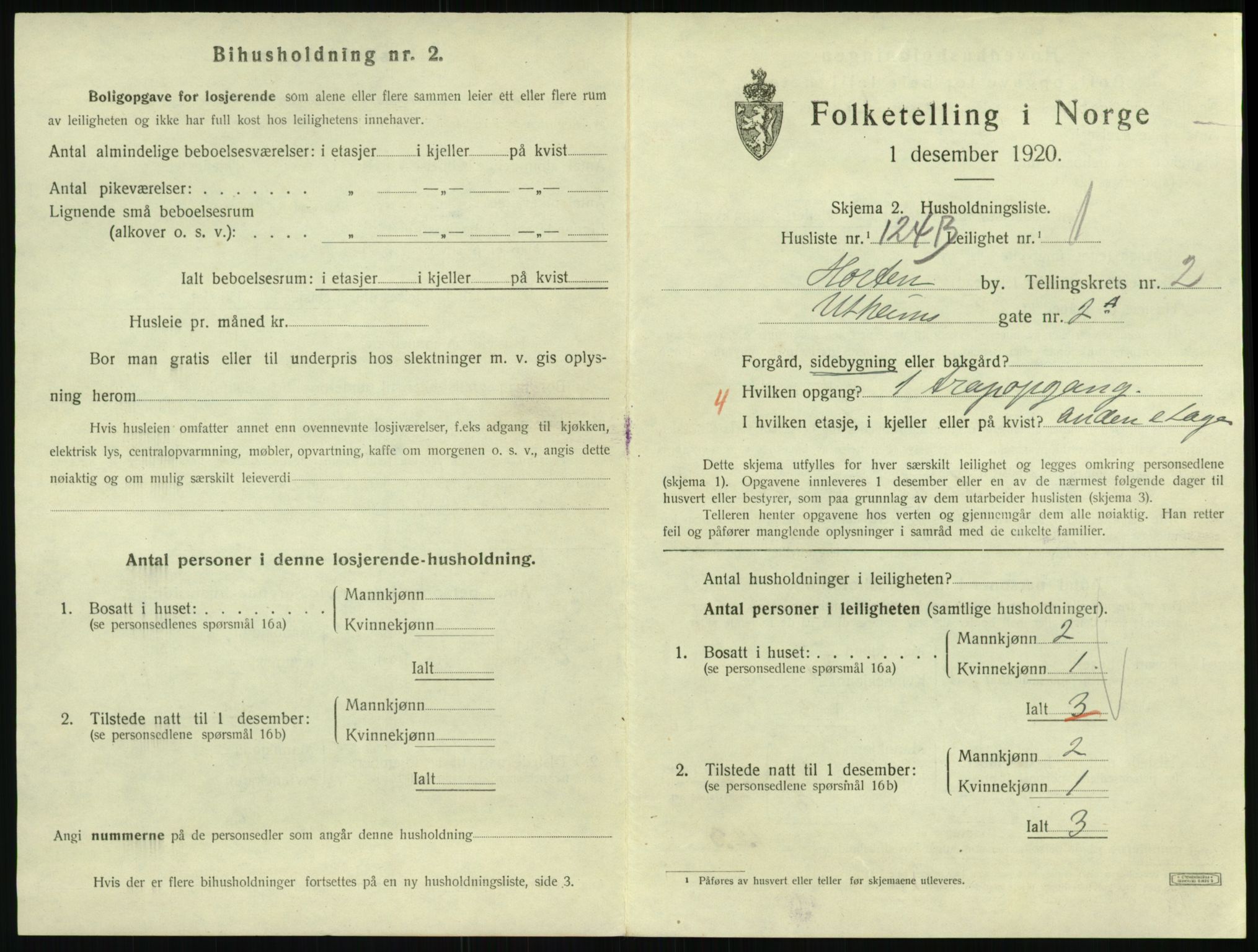 SAKO, 1920 census for Horten, 1920, p. 3787